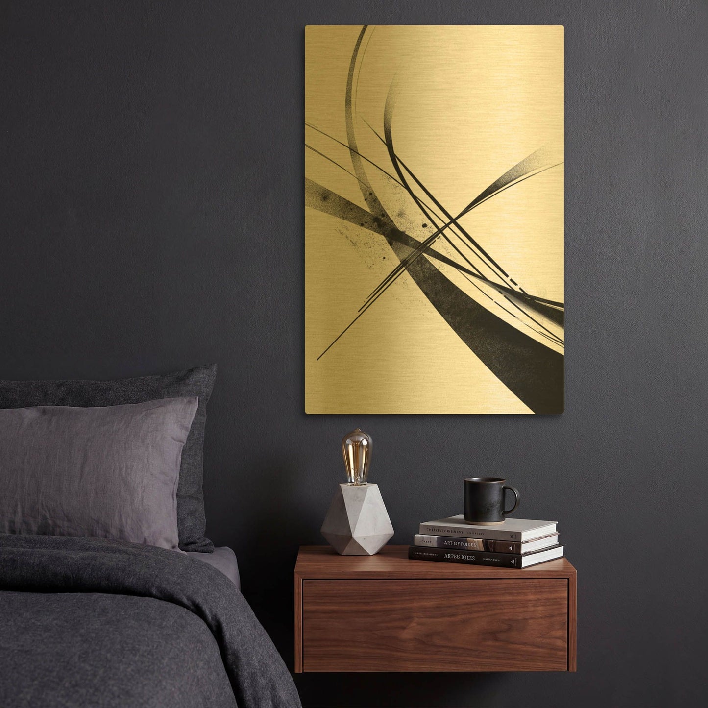'Black And White Foxtrot' By Rich Monet Gold Metal Wall Art