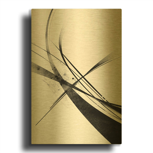 'Black And White Foxtrot' By Rich Monet Gold Metal Wall Art
