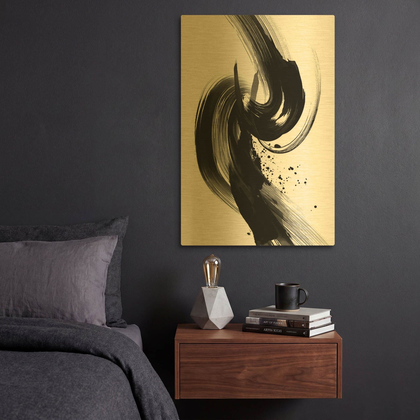 'Black And White Jive' By Rich Monet Gold Metal Wall Art