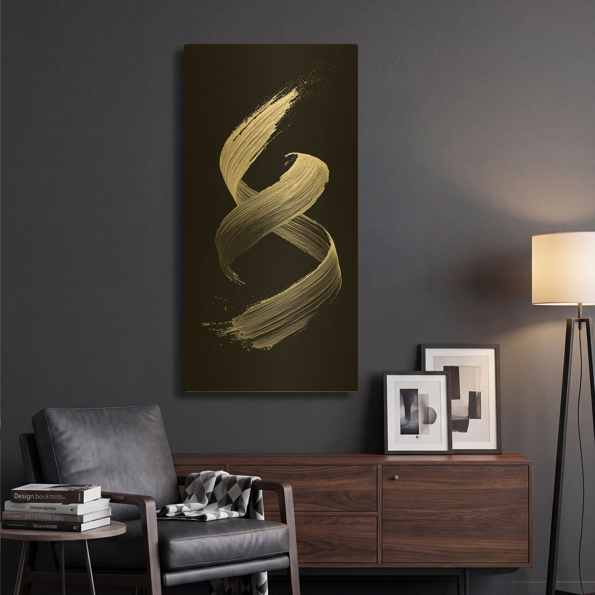 'Black And White Lambada' By Rich Monet Gold Metal Wall Art