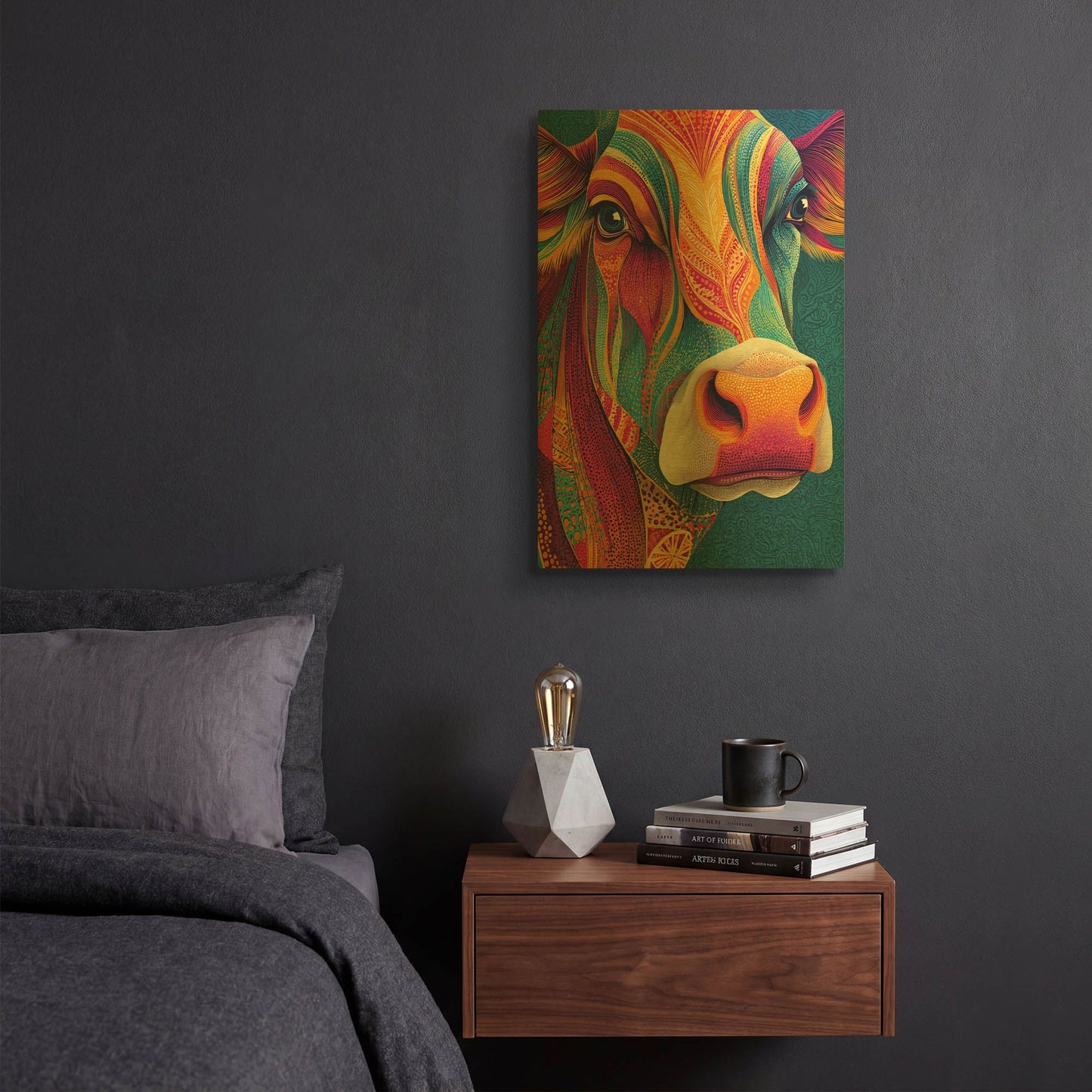 'Colorful Farm Cow 2' By Rich Monet Gold Metal Wall Art