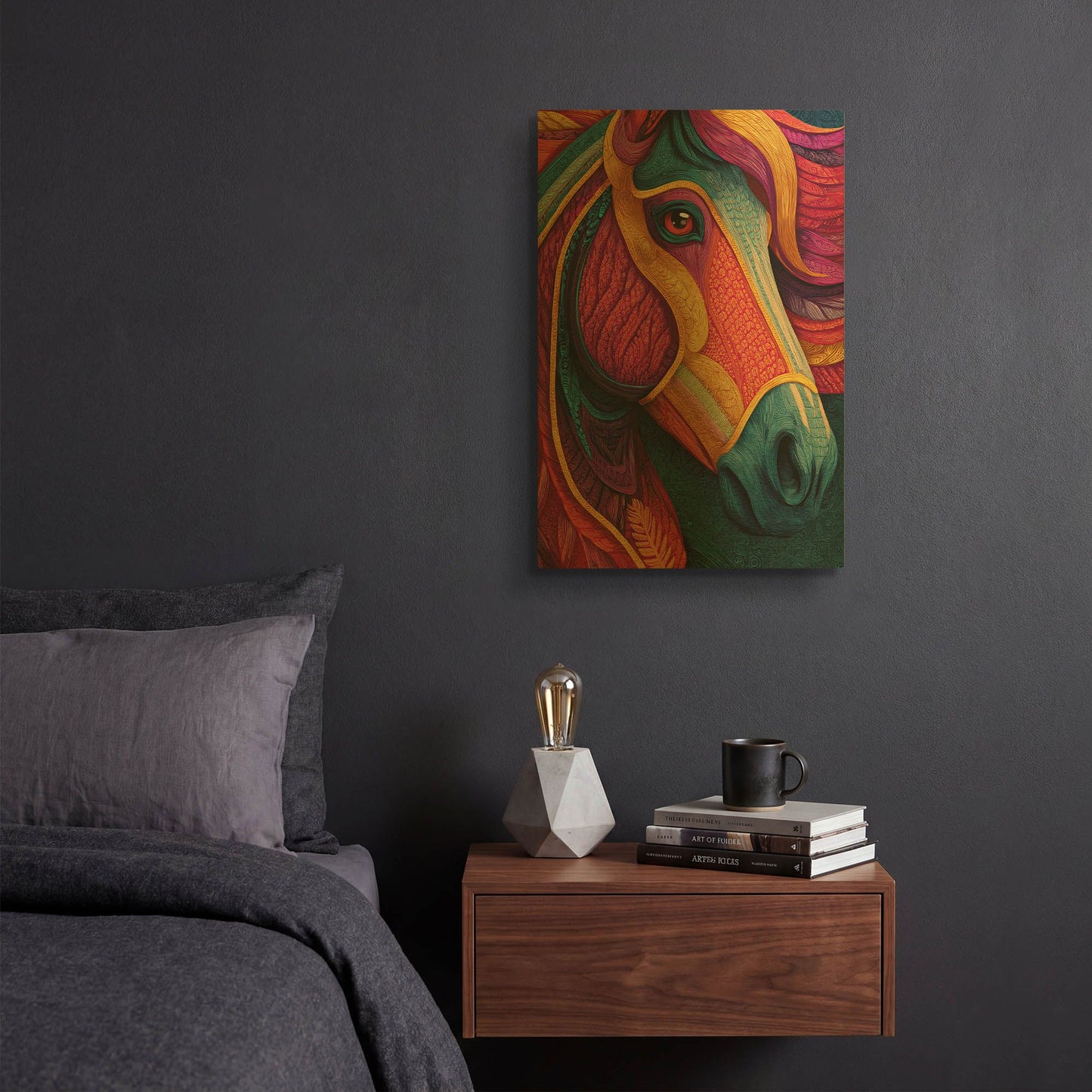 'Colorful Farm Horse1' By Rich Monet Gold Metal Wall Art