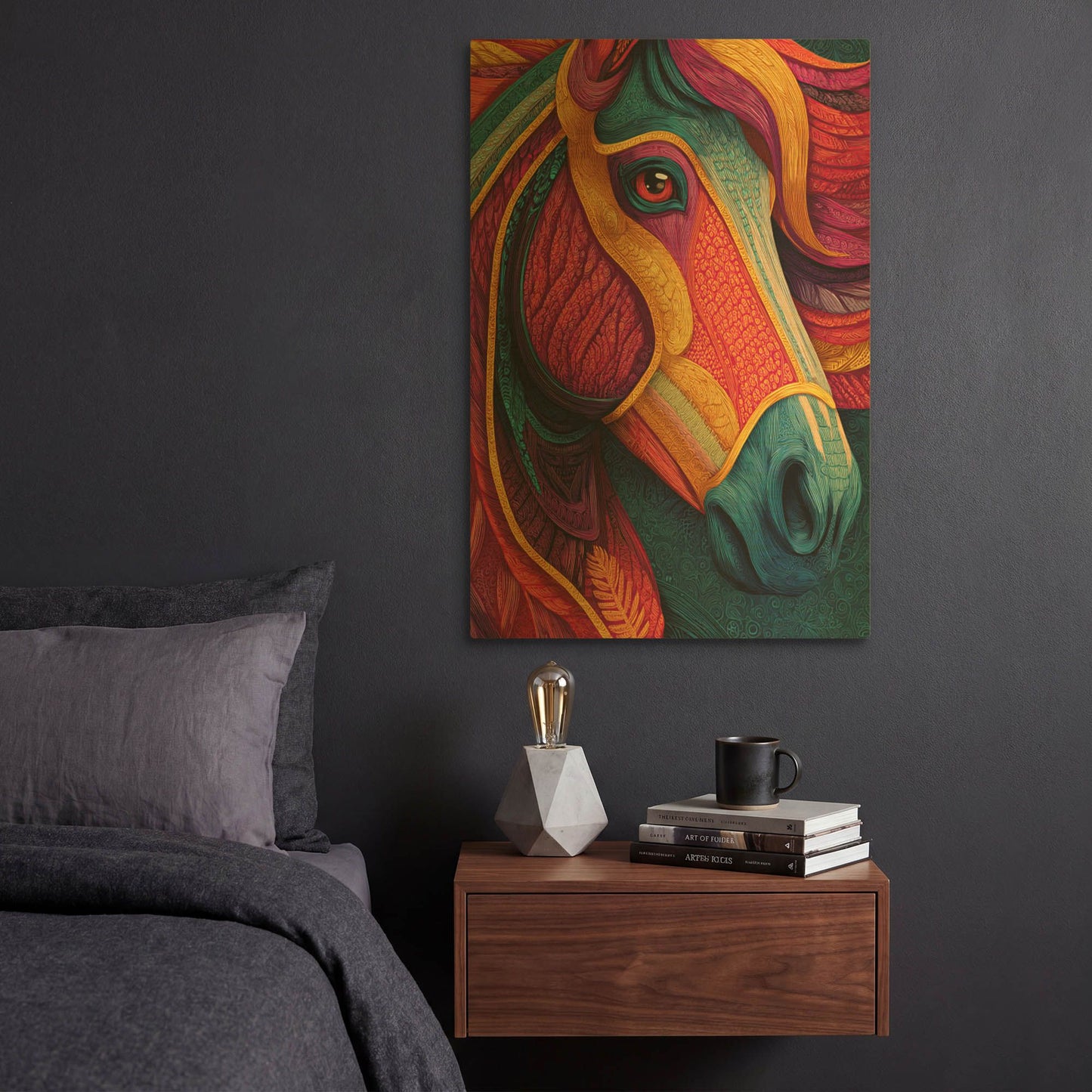 'Colorful Farm Horse1' By Rich Monet Gold Metal Wall Art