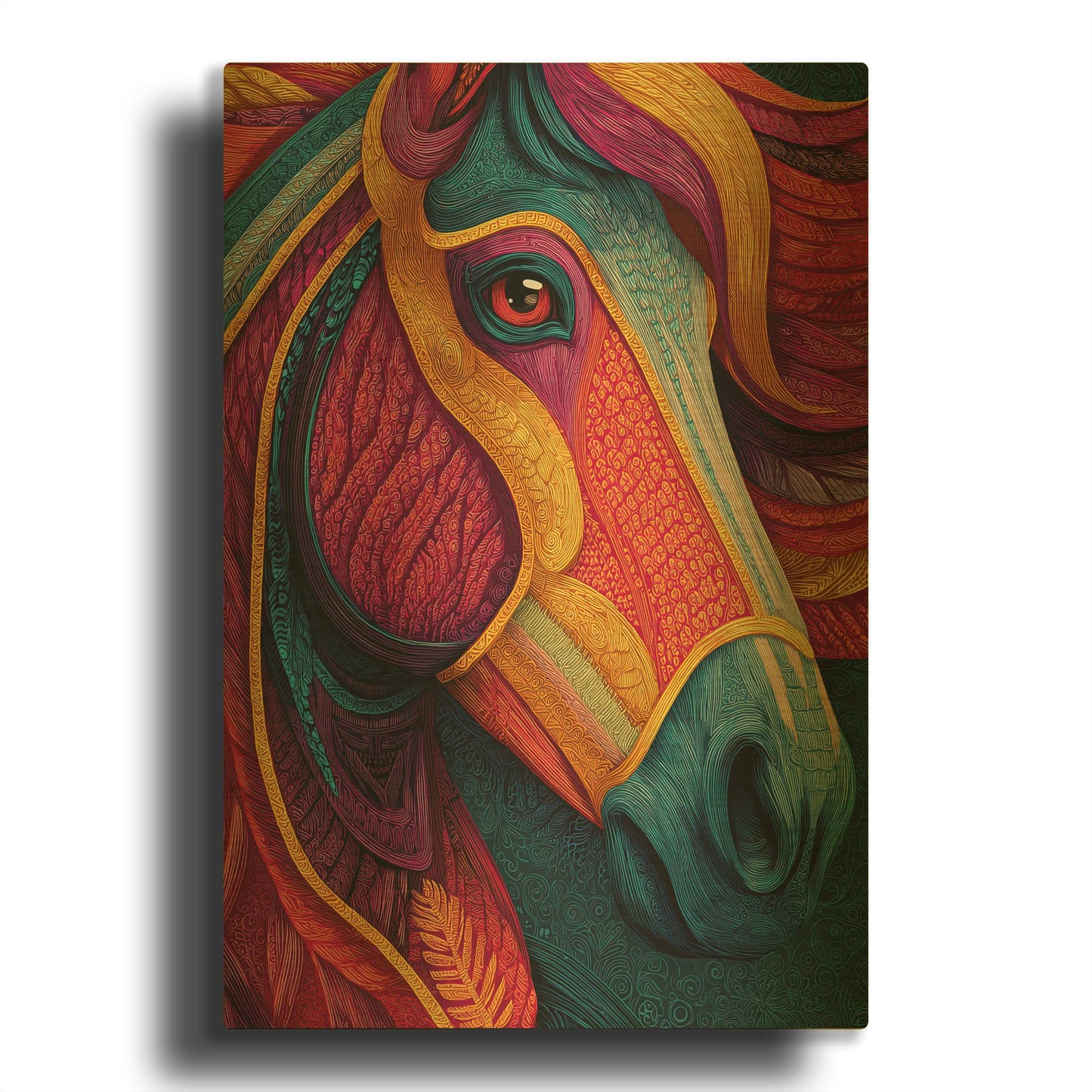 'Colorful Farm Horse1' By Rich Monet Gold Metal Wall Art