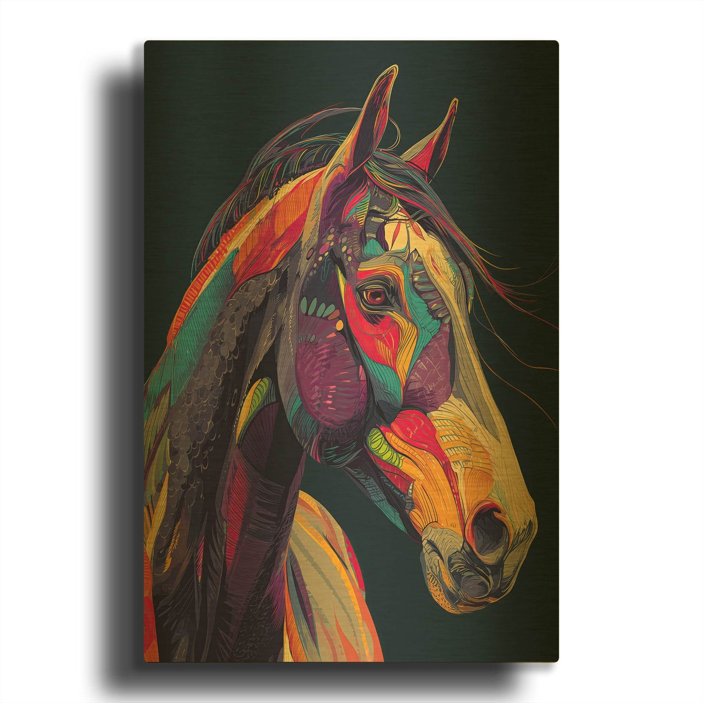 'Colorful Farm Horse2' By Rich Monet Gold Metal Wall Art