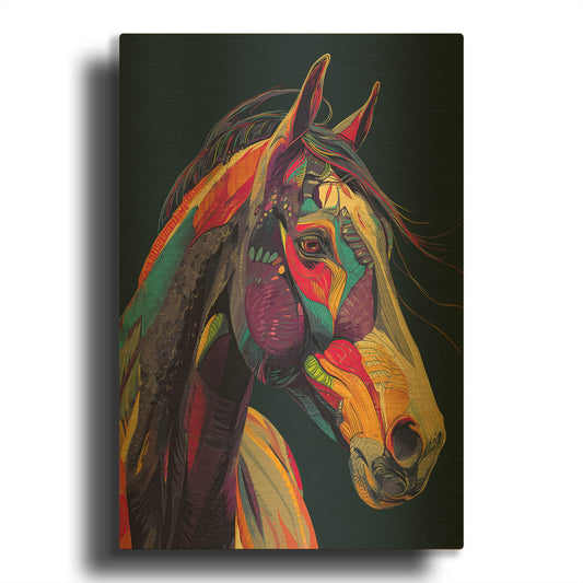 'Colorful Farm Horse2' By Rich Monet Gold Metal Wall Art
