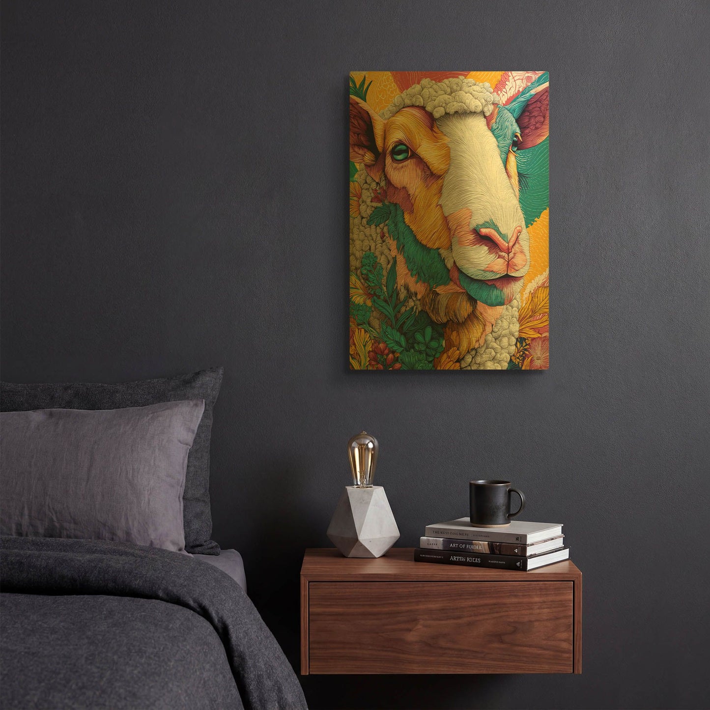 'Colorful Farm Sheep 1' By Rich Monet Gold Metal Wall Art