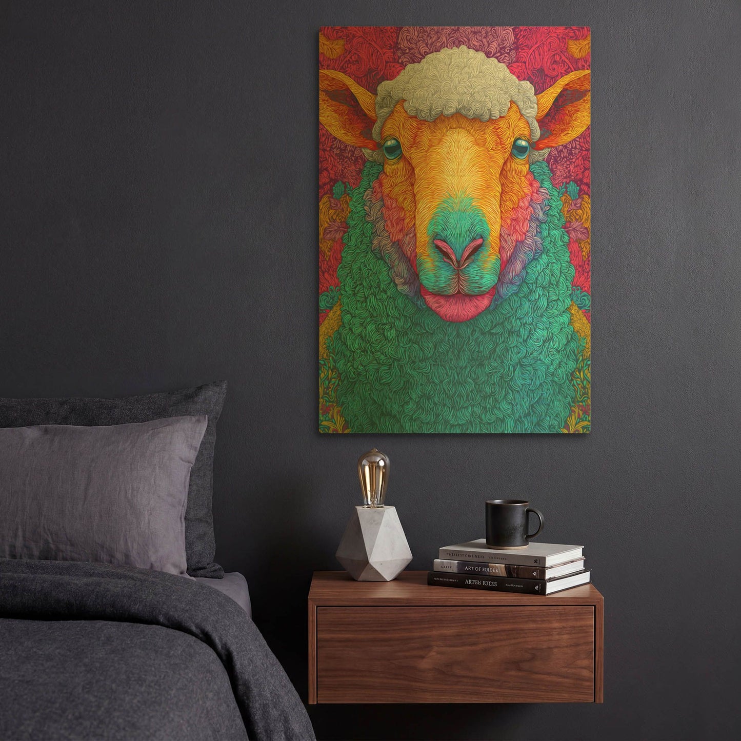 'Colorful Farm Sheep 2' By Rich Monet Gold Metal Wall Art