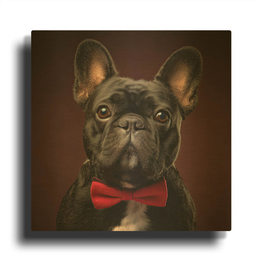 'French Bulldog With Bowtie' By Rich Monet Gold Metal Wall Art
