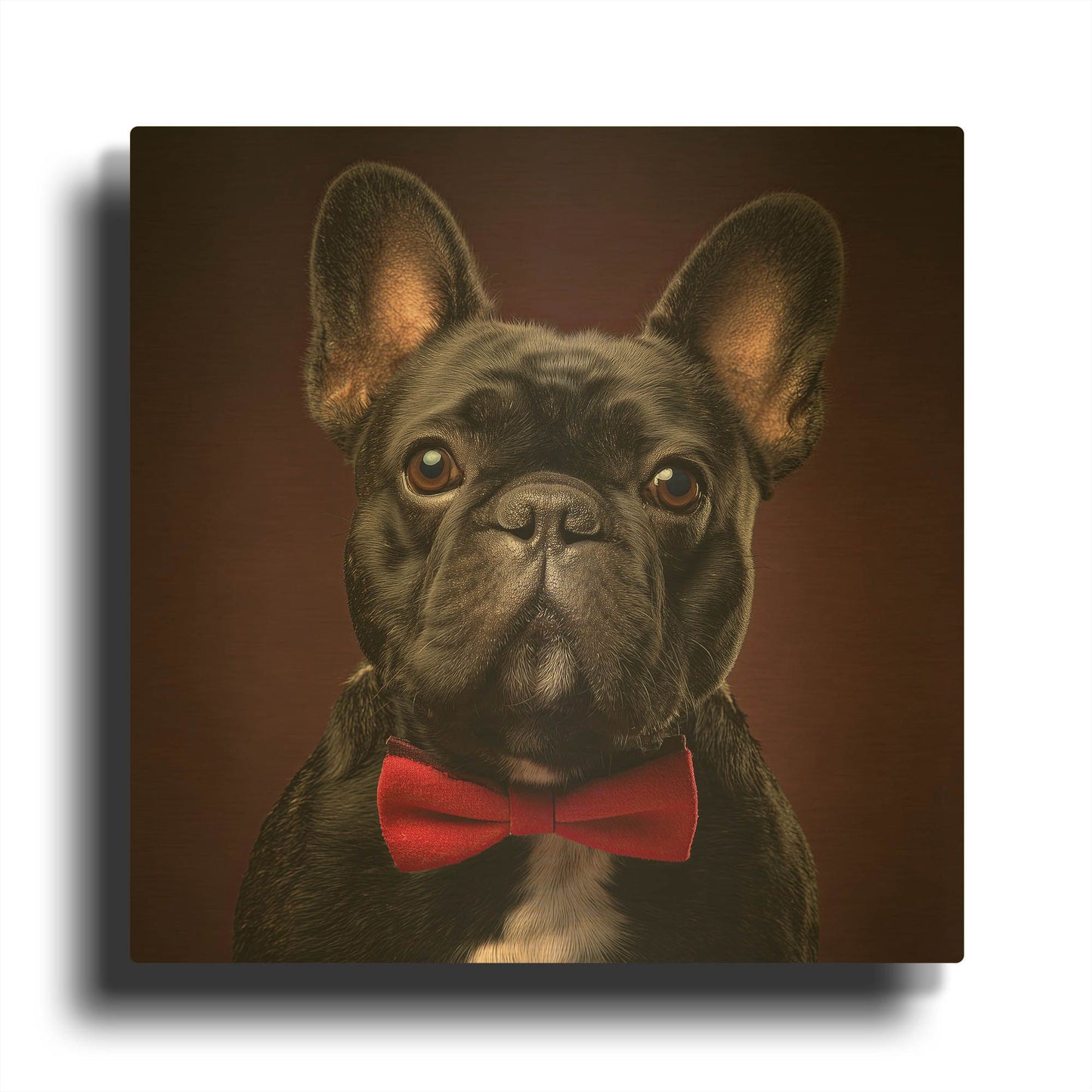 'French Bulldog With Bowtie' By Rich Monet Gold Metal Wall Art