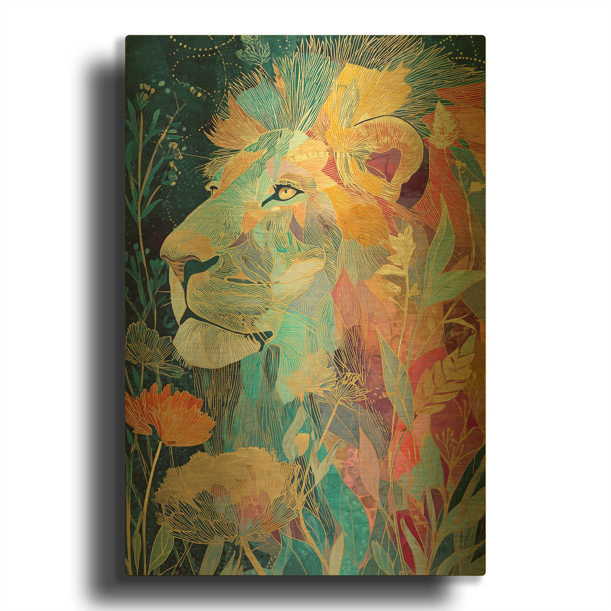'Golden Lion' By Rich Monet Gold Metal Wall Art