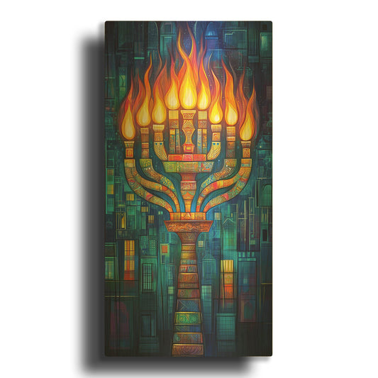 'Hanukkah Menorah' By Rich Monet Gold Metal Wall Art