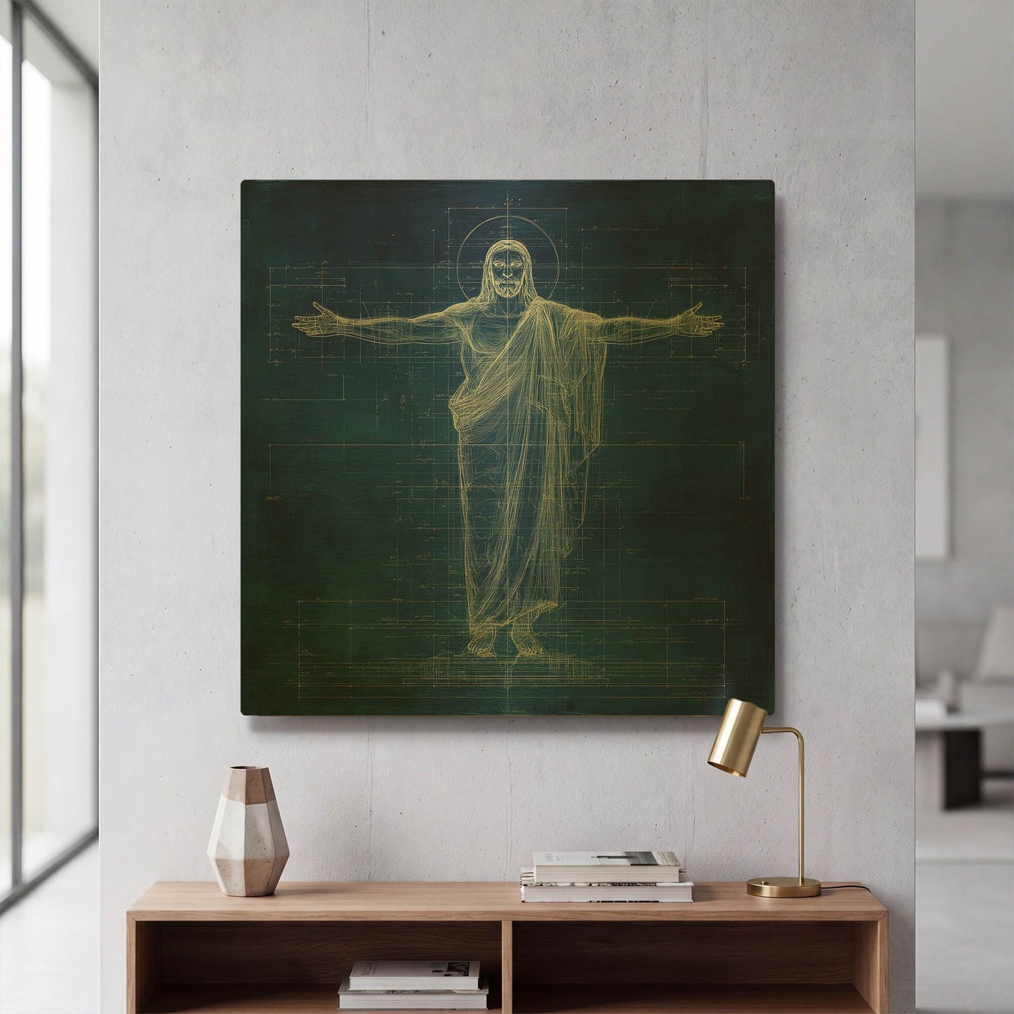 'Jesus Blueprint 2' By Rich Monet Gold Metal Wall Art