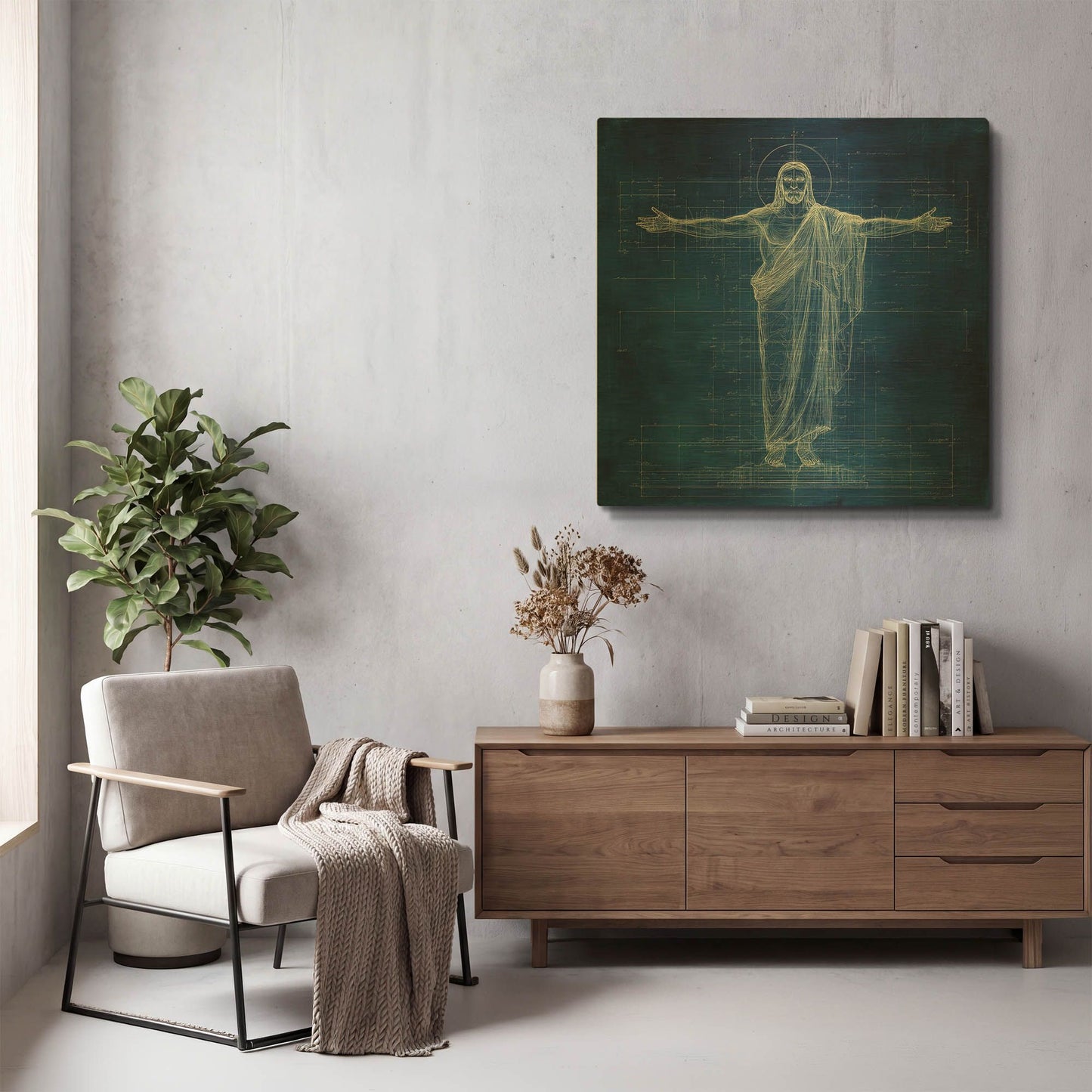 'Jesus Blueprint 2' By Rich Monet Gold Metal Wall Art