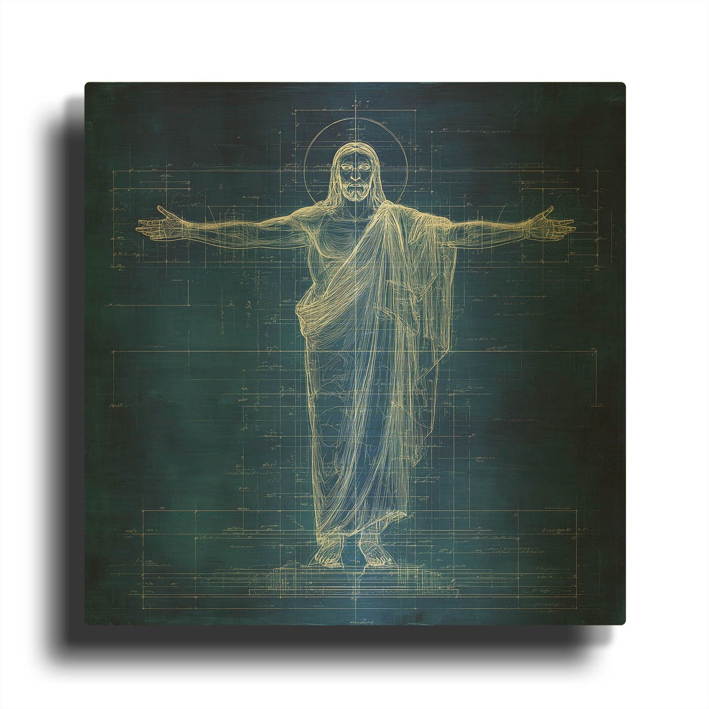 'Jesus Blueprint 2' By Rich Monet Gold Metal Wall Art