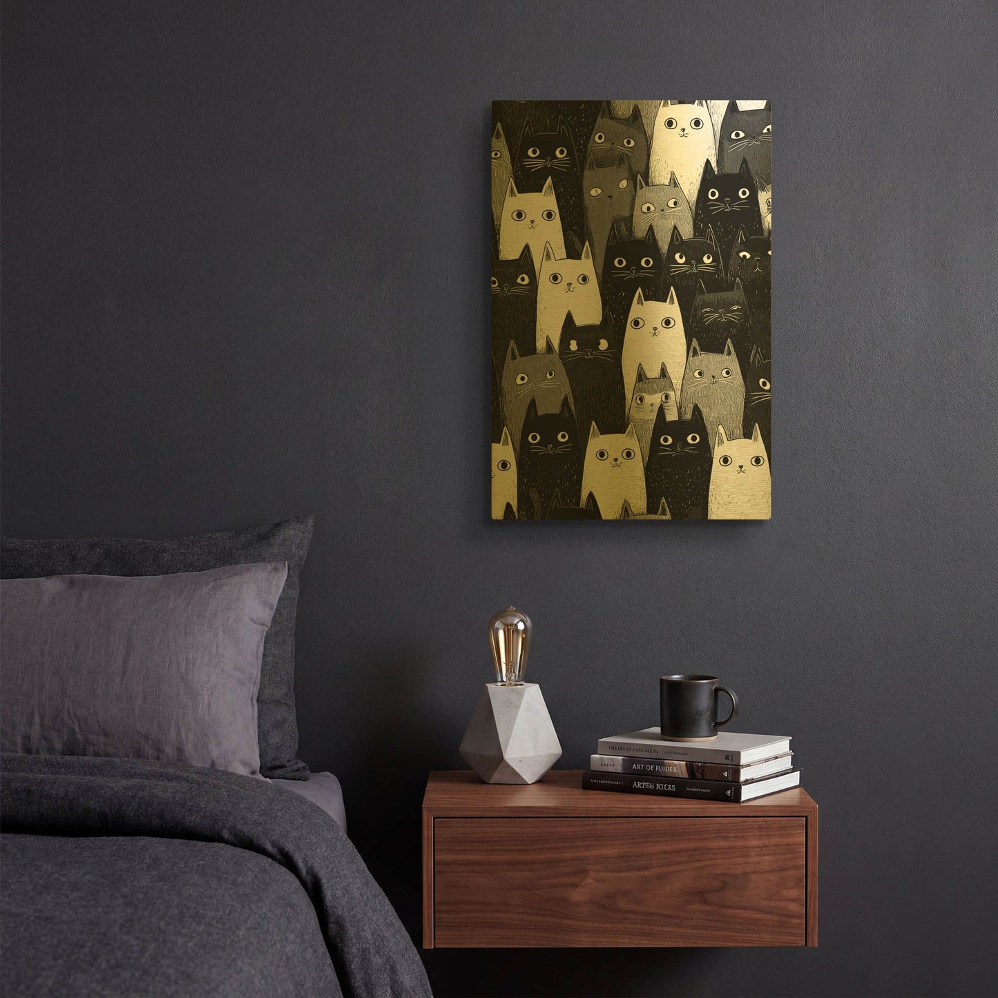 'Kitty Litter' By Rich Monet Gold Metal Wall Art