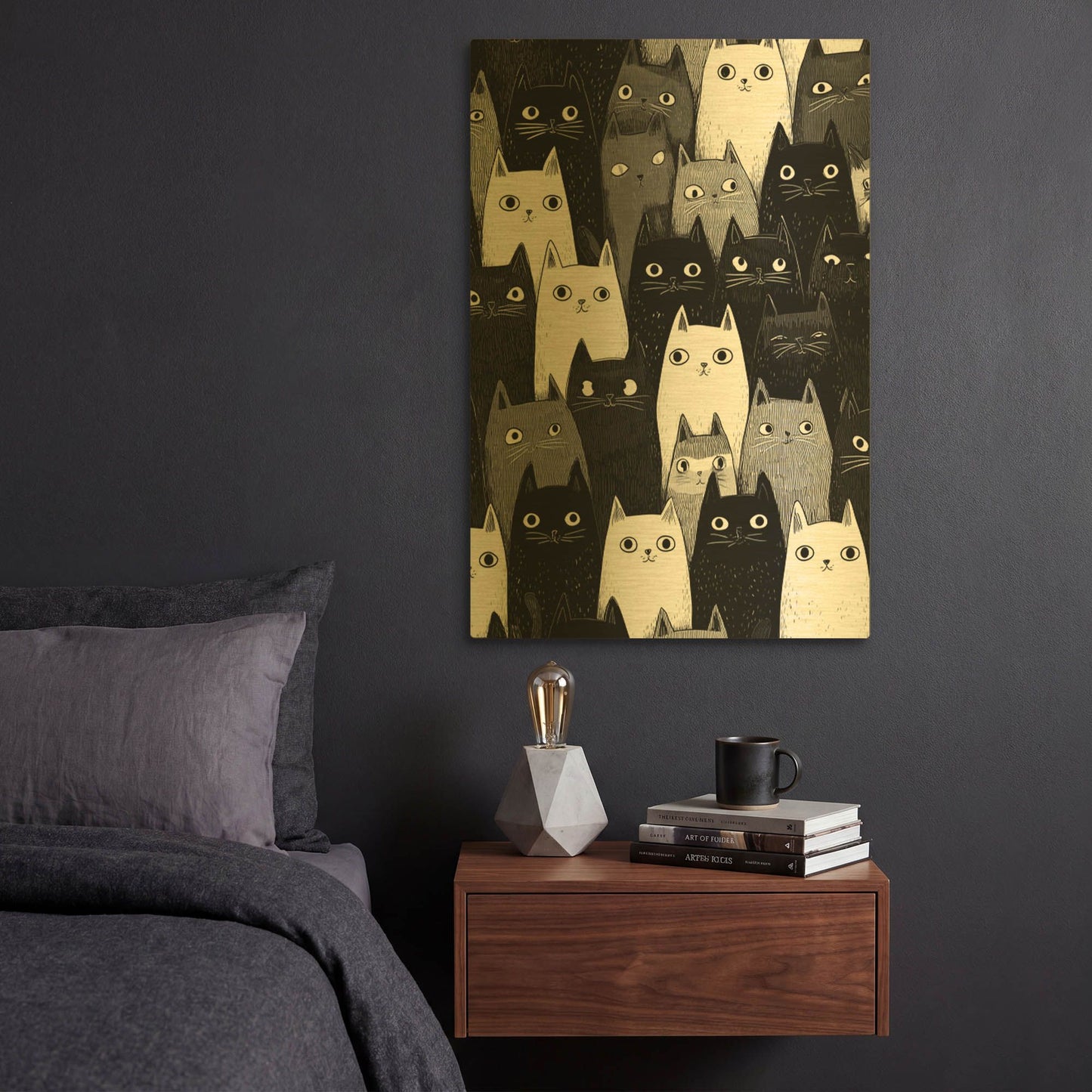 'Kitty Litter' By Rich Monet Gold Metal Wall Art