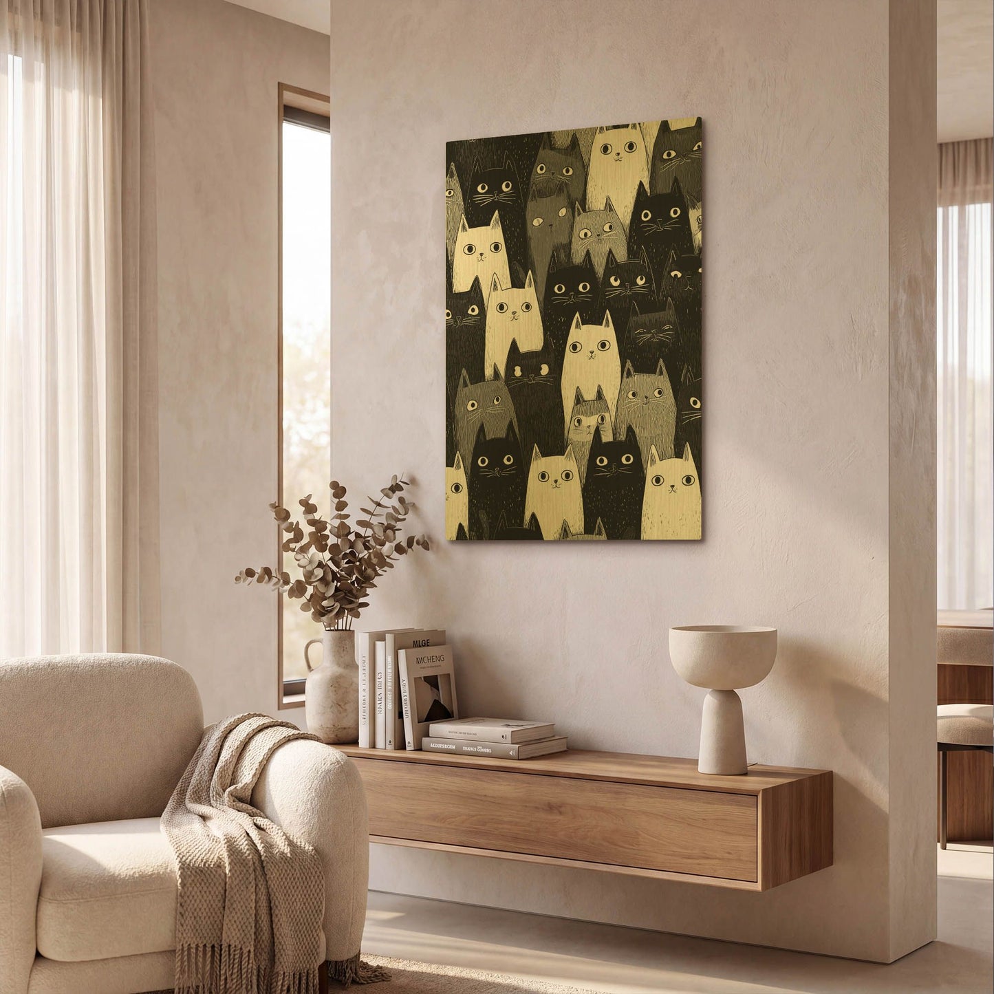 'Kitty Litter' By Rich Monet Gold Metal Wall Art