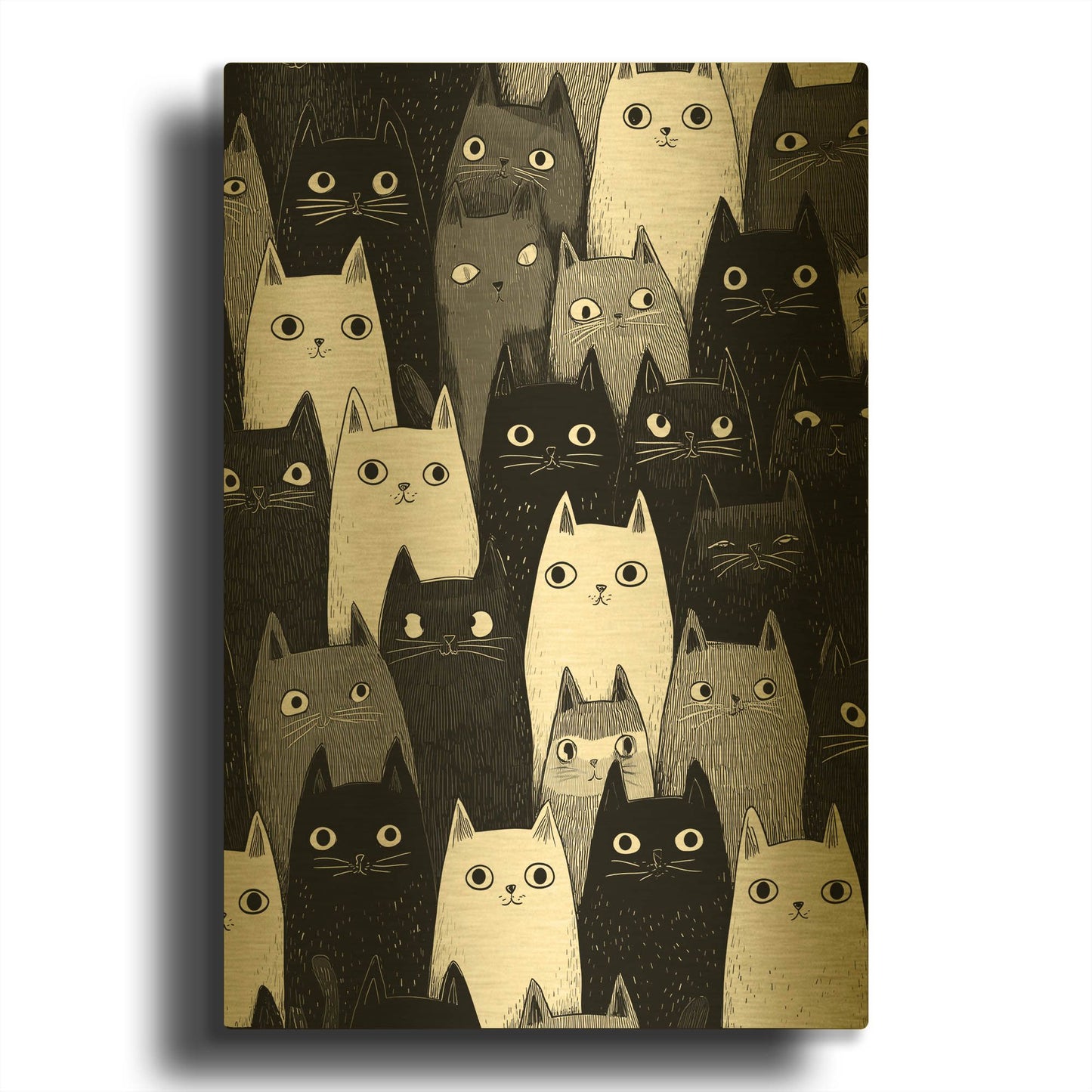 'Kitty Litter' By Rich Monet Gold Metal Wall Art