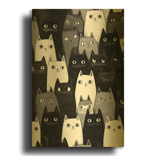 'Kitty Litter' By Rich Monet Gold Metal Wall Art