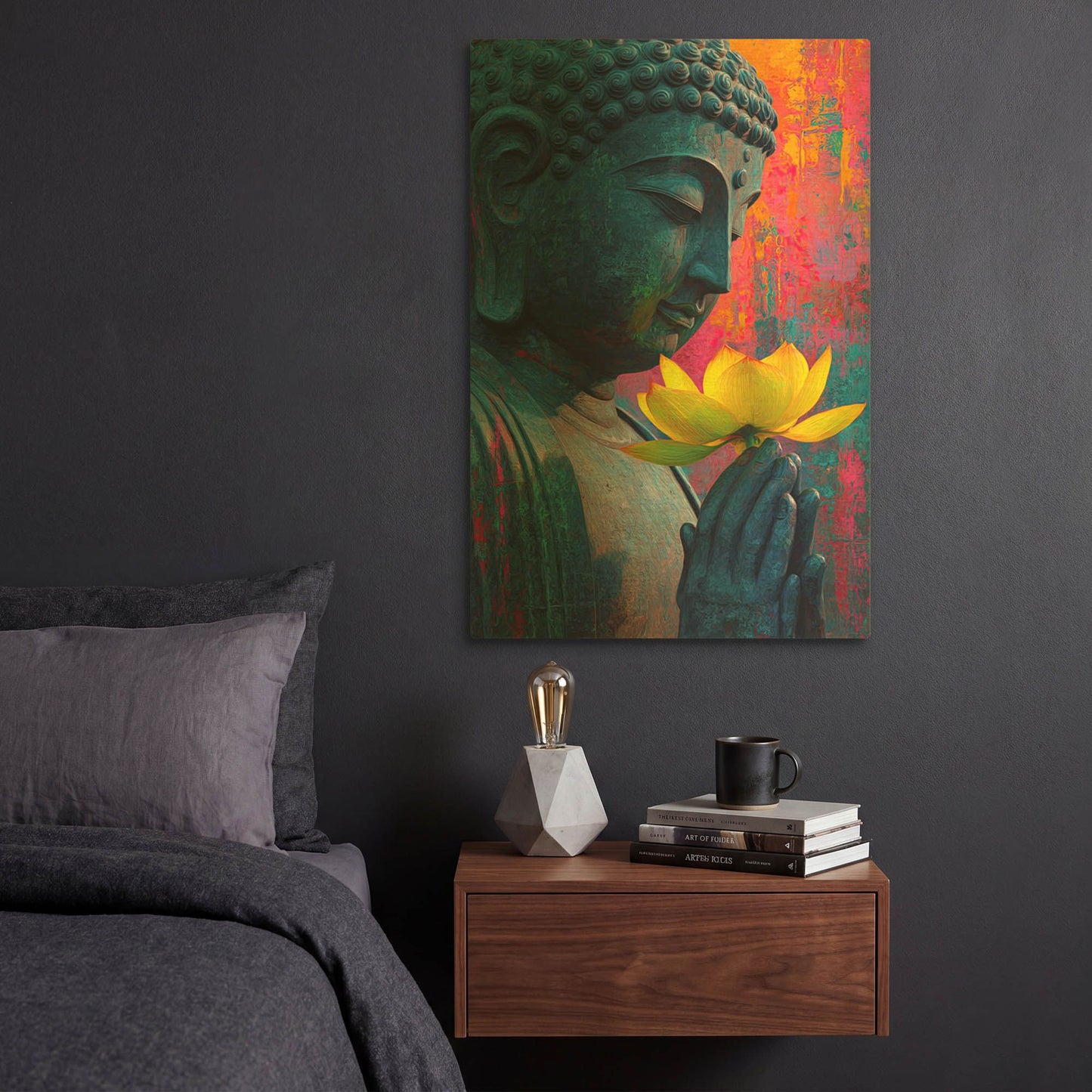 'Lotus Budha' By Rich Monet Gold Metal Wall Art