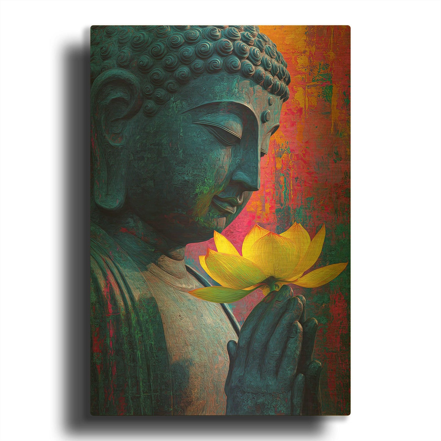 'Lotus Budha' By Rich Monet Gold Metal Wall Art