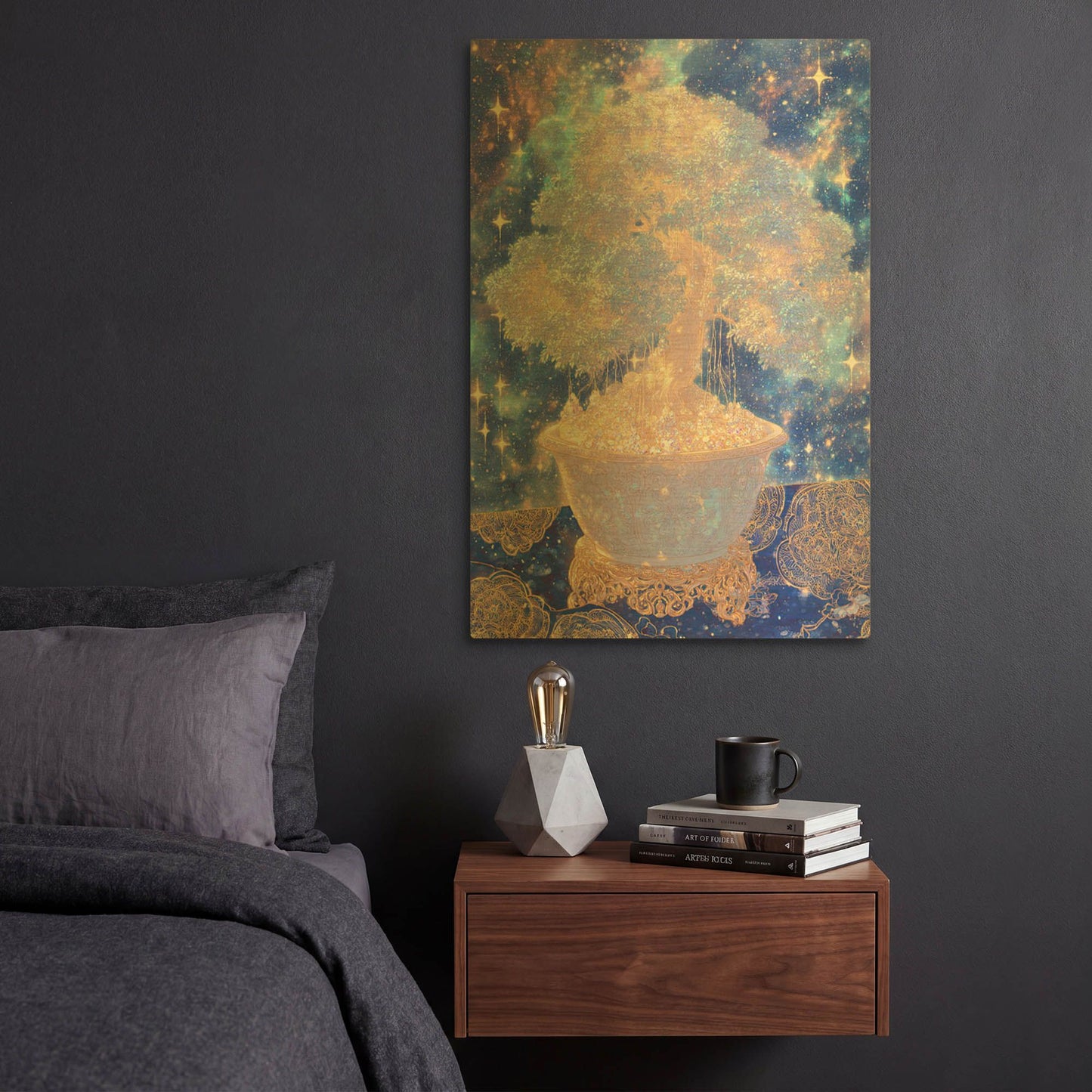 'Magical Bonsai Tree' By Rich Monet Gold Metal Wall Art