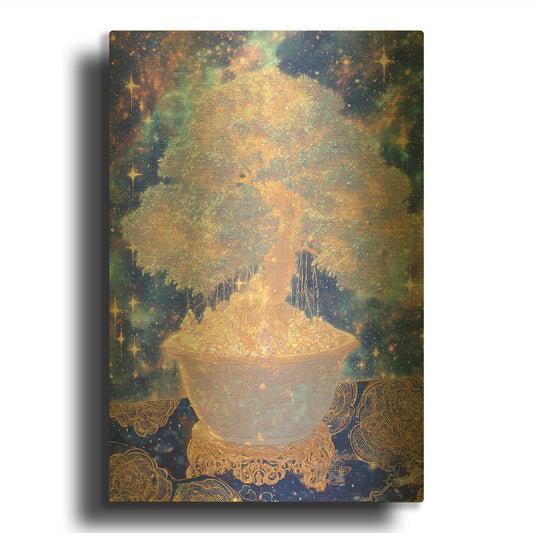 'Magical Bonsai Tree' By Rich Monet Gold Metal Wall Art