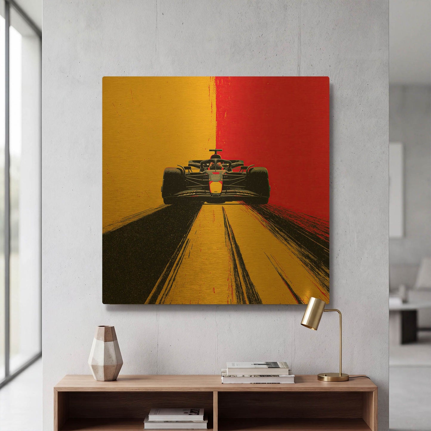 'Racing In Belgium' By Rich Monet Gold Metal Wall Art