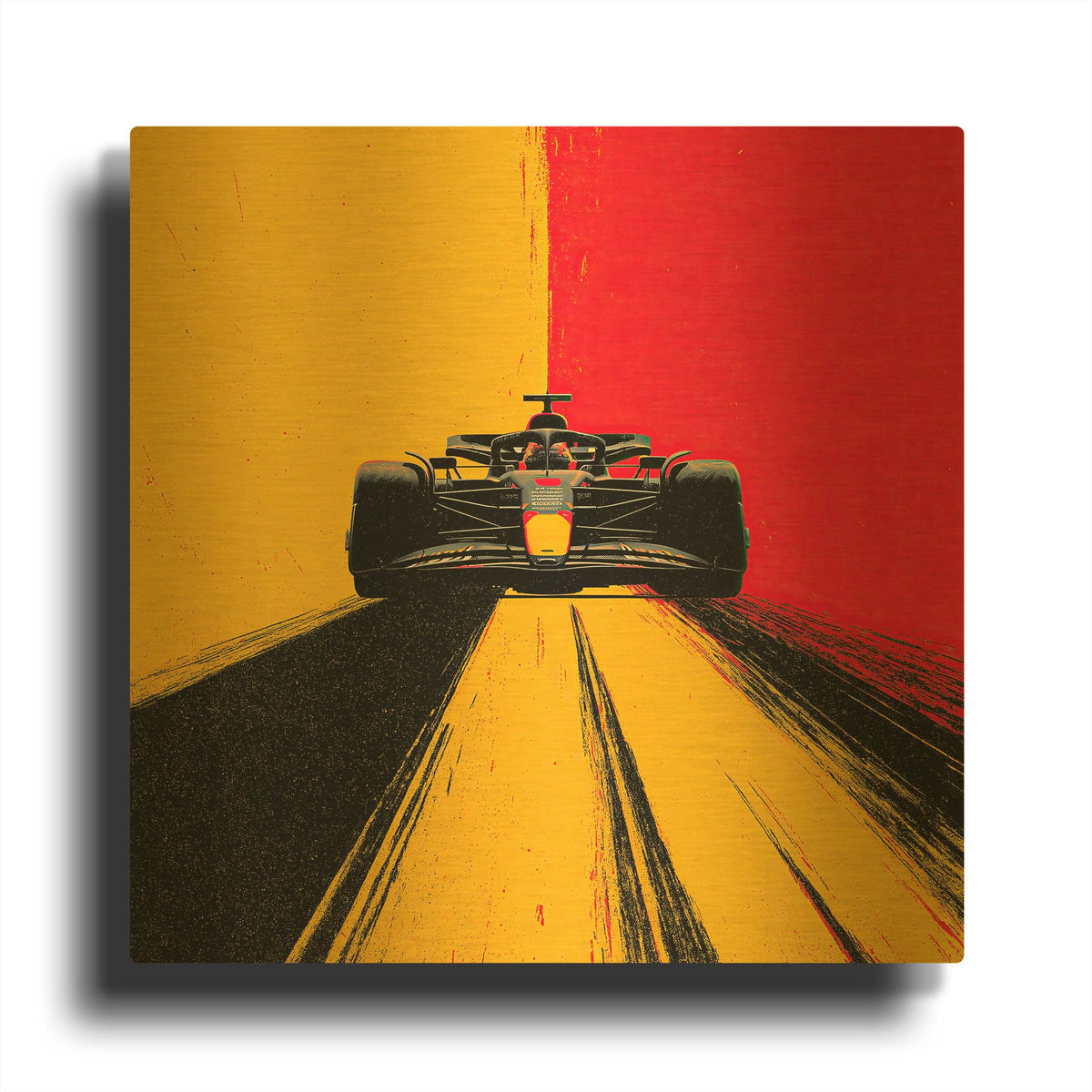 'Racing In Belgium' By Rich Monet Gold Metal Wall Art