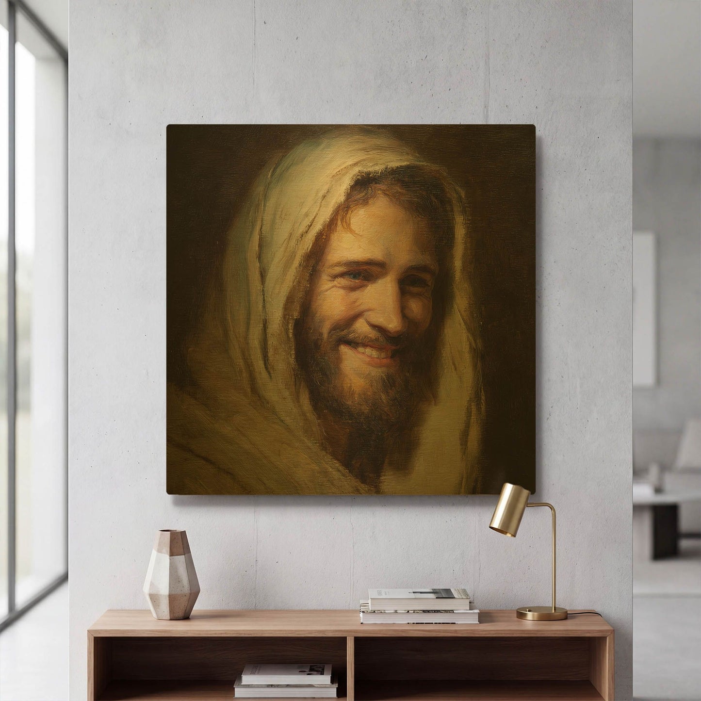 'Smiling Jesus Christ' By Rich Monet Gold Metal Wall Art