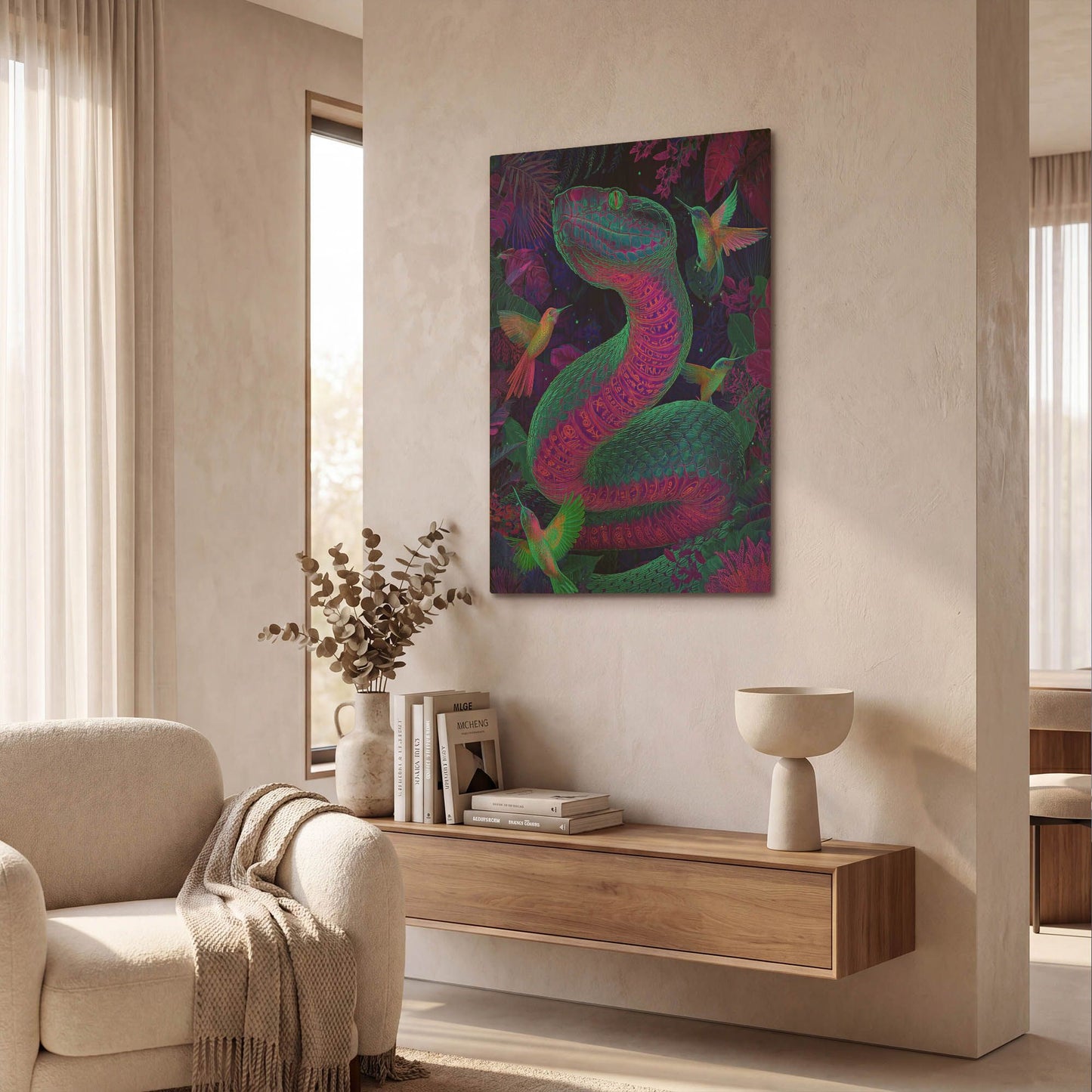 'Snake Land' By Rich Monet Gold Metal Wall Art