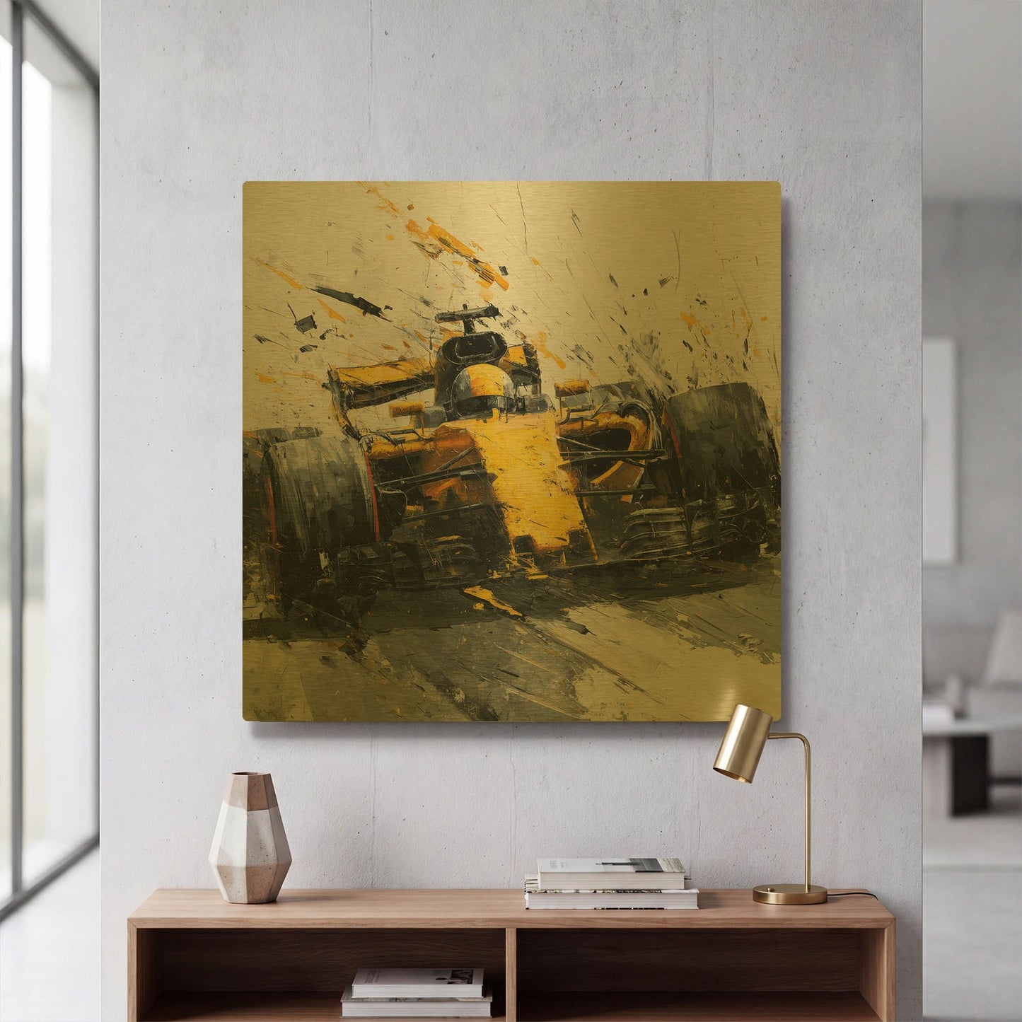 'Speed Demon Yellow' By Rich Monet Gold Metal Wall Art