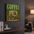 'Coffee Cat' By Rich Monet Gold Metal Wall Art