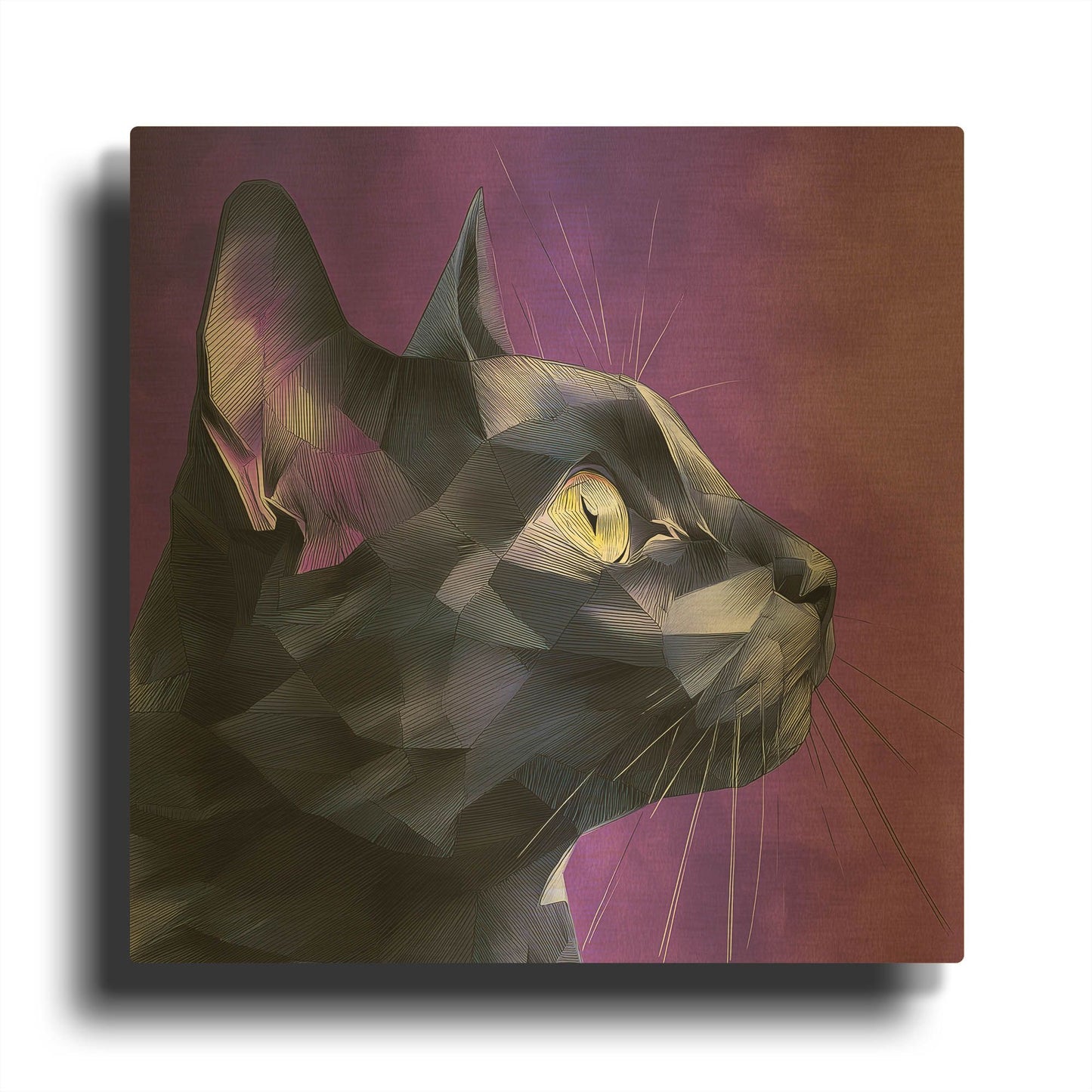 'Geocat' By Rich Monet Gold Metal Wall Art