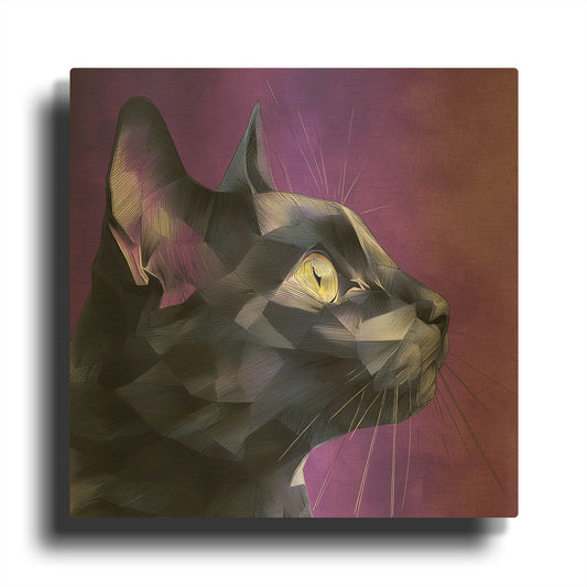 'Geocat' By Rich Monet Gold Metal Wall Art