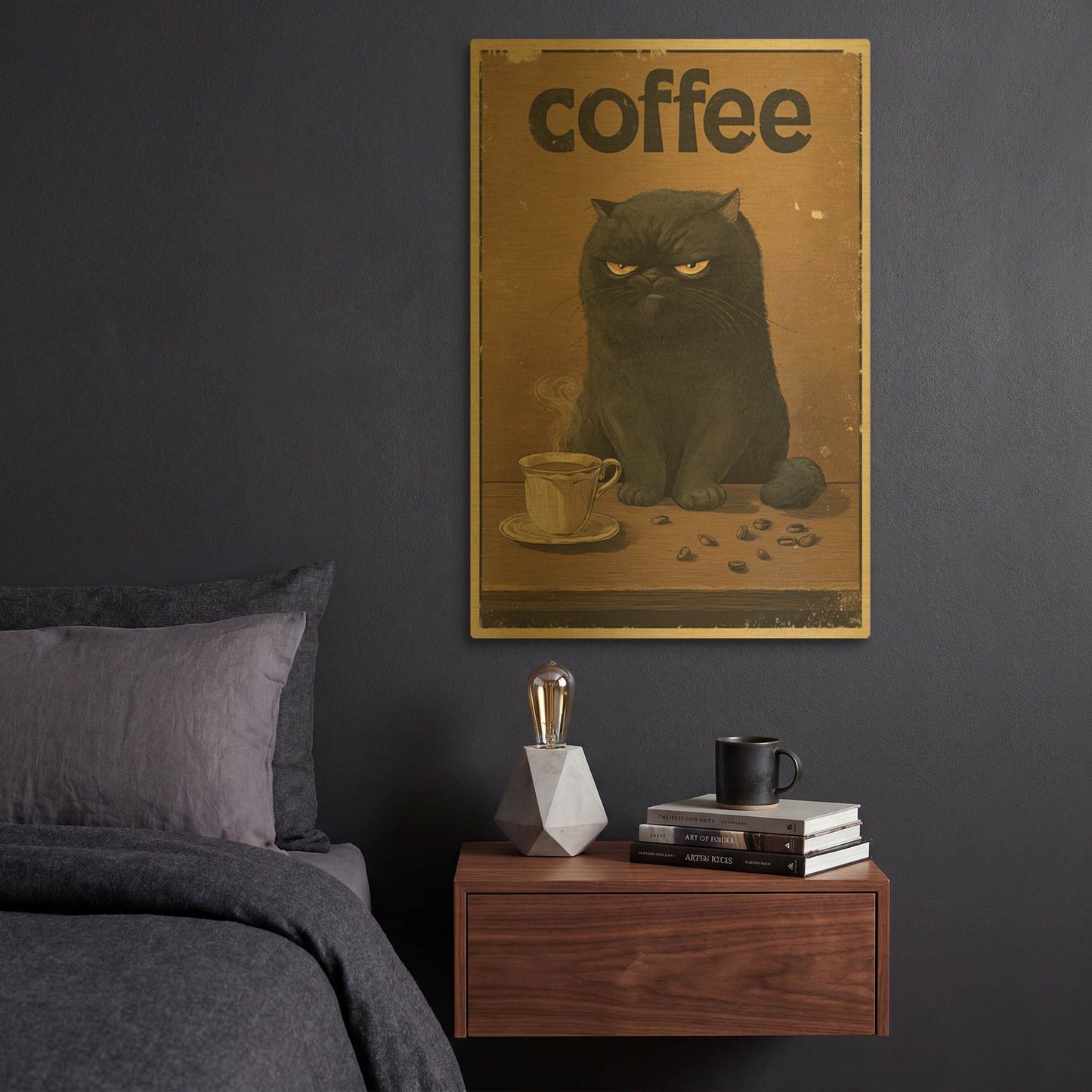 'Mornings Before Coffee' By Rich Monet Gold Metal Wall Art