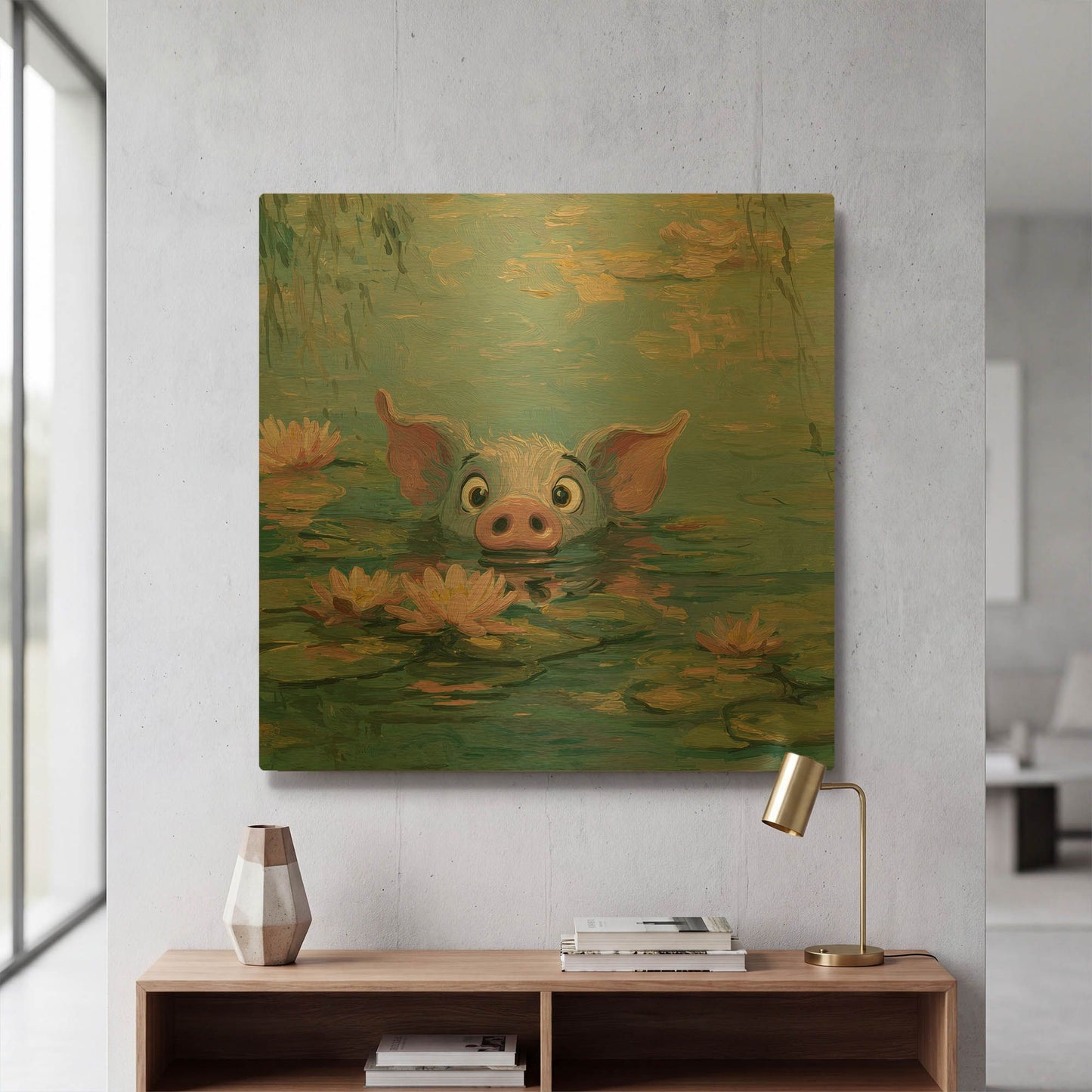 'Pig Fish' By Rich Monet Gold Metal Wall Art