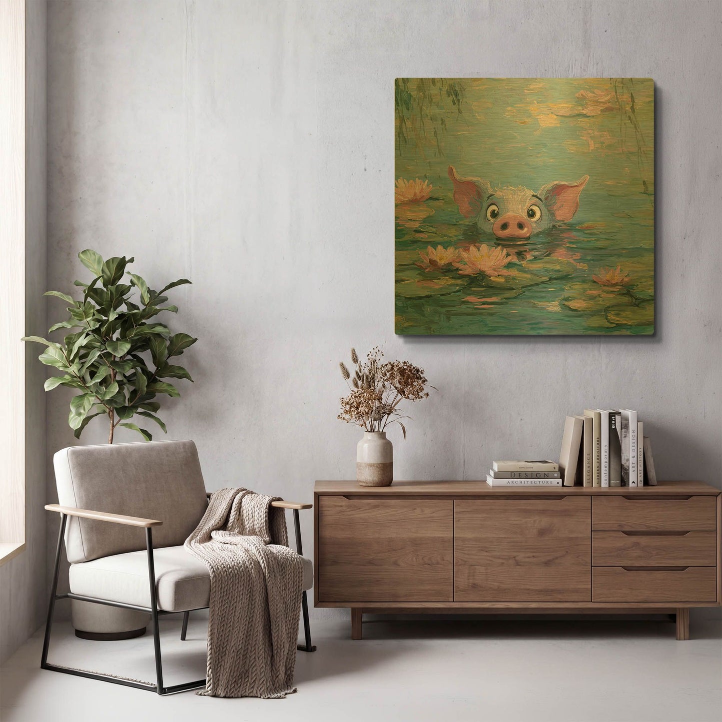 'Pig Fish' By Rich Monet Gold Metal Wall Art