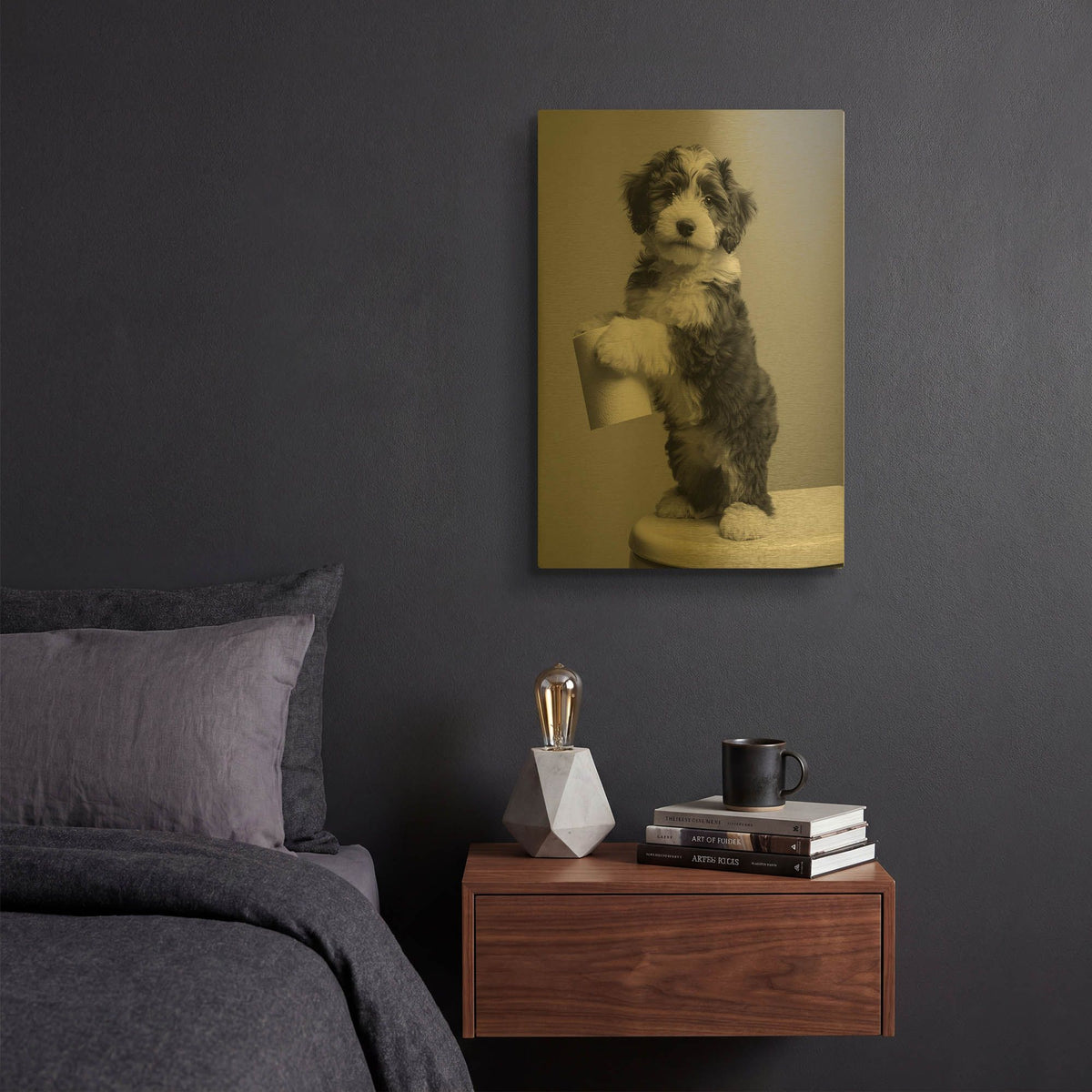 'The Bathroom Matron 2' By Rich Monet Gold Metal Wall Art