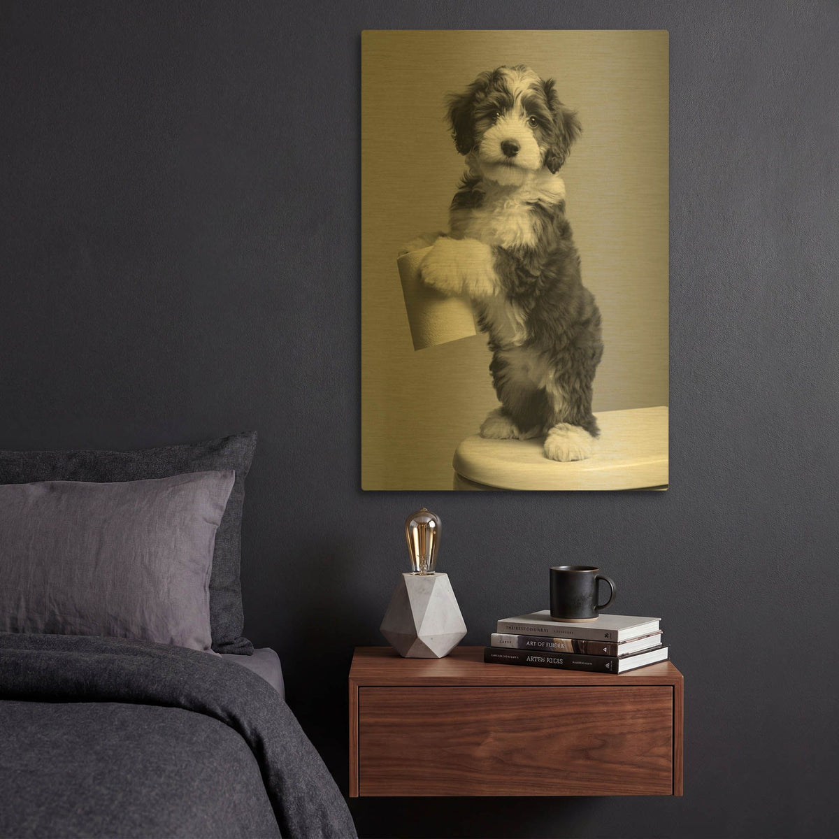 'The Bathroom Matron 2' By Rich Monet Gold Metal Wall Art