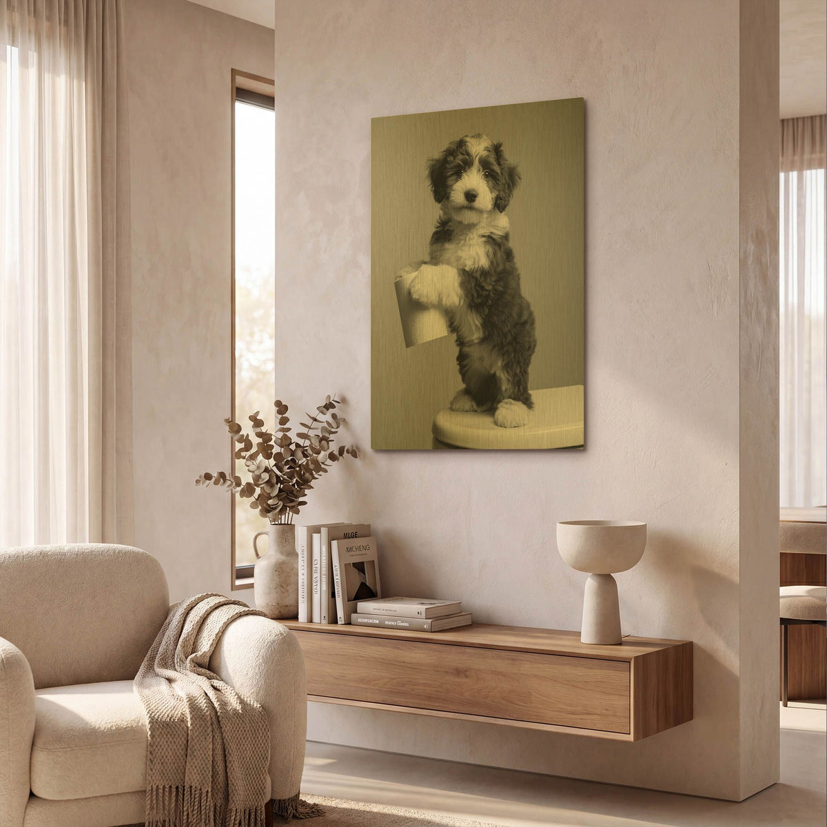 'The Bathroom Matron 2' By Rich Monet Gold Metal Wall Art
