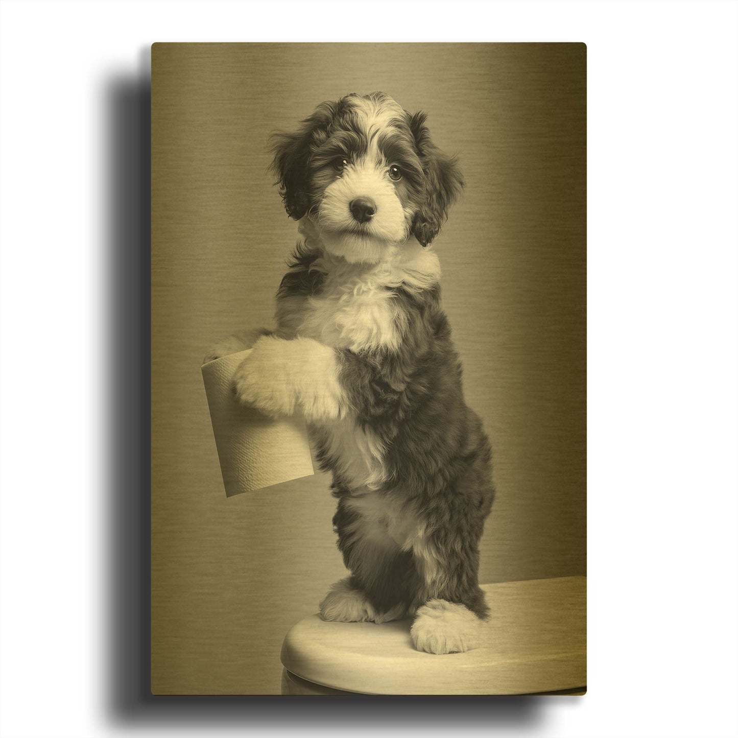 'The Bathroom Matron 2' By Rich Monet Gold Metal Wall Art
