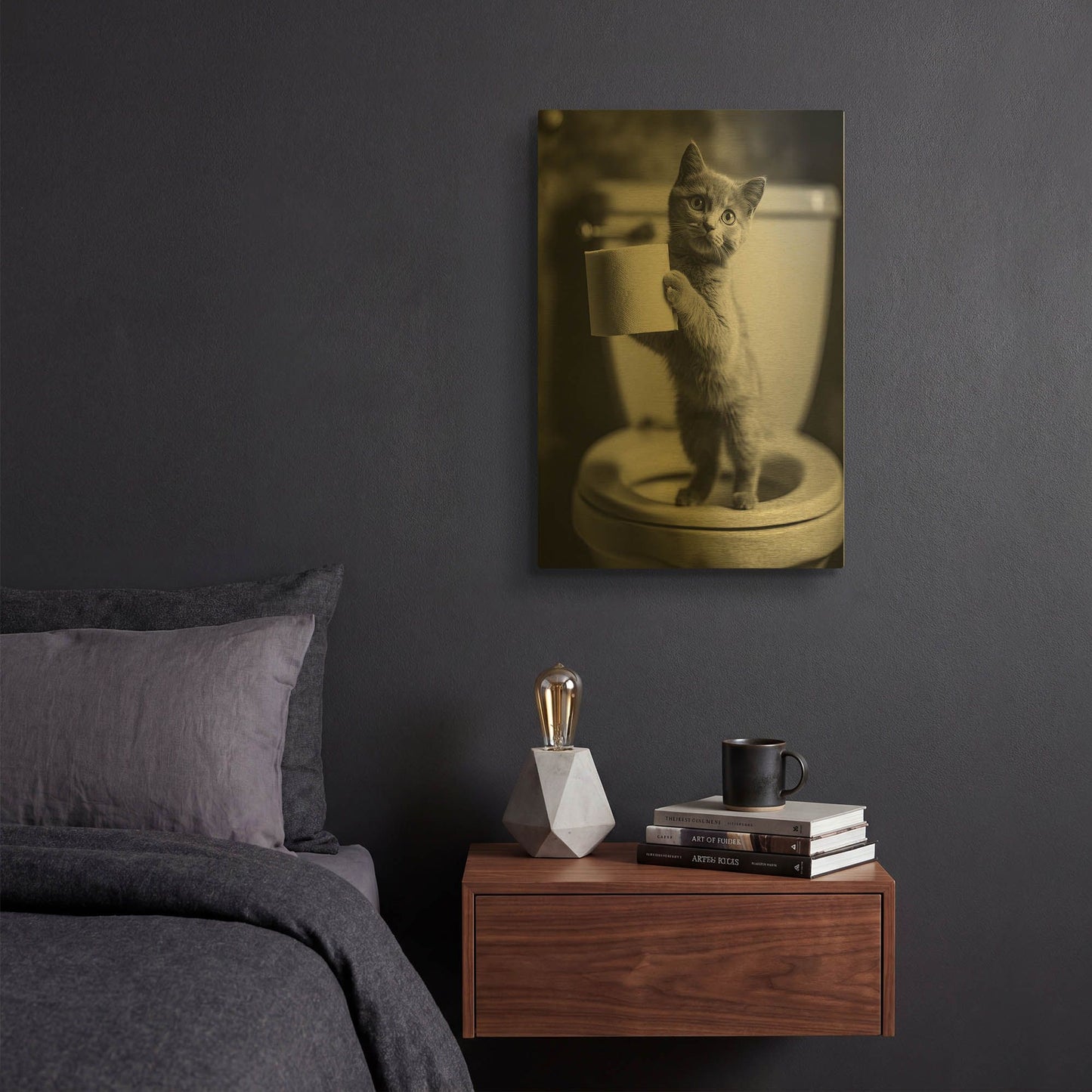 'The Bathroom Matron' By Rich Monet Gold Metal Wall Art
