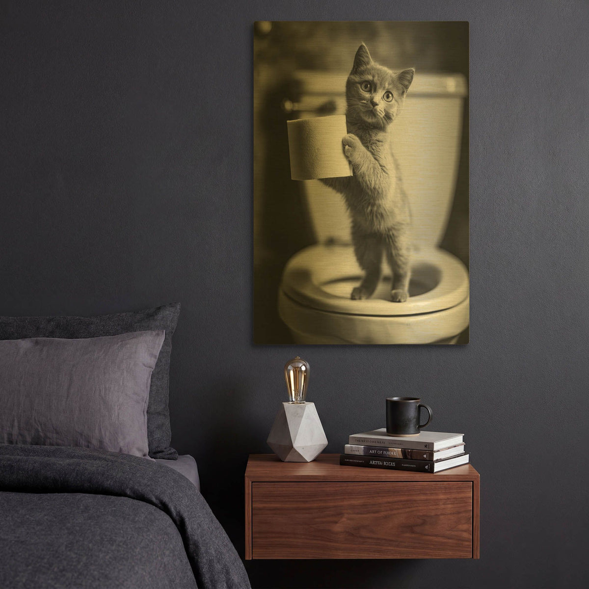 'The Bathroom Matron' By Rich Monet Gold Metal Wall Art