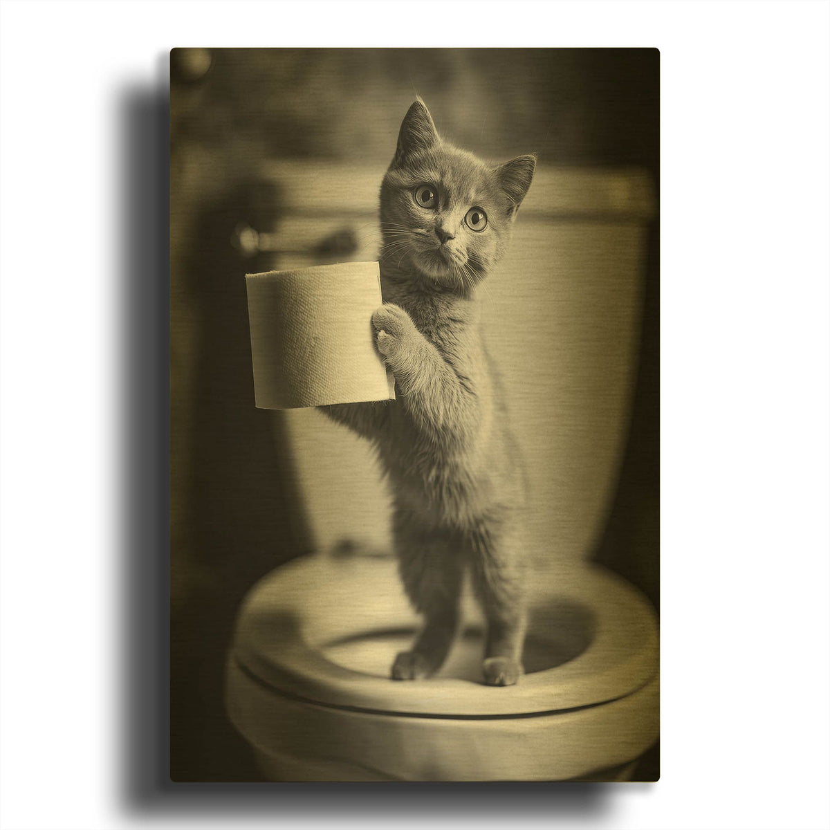 'The Bathroom Matron' By Rich Monet Gold Metal Wall Art