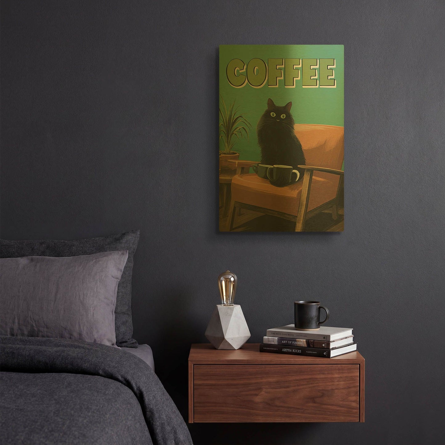 'Too Much Coffee' By Rich Monet Gold Metal Wall Art