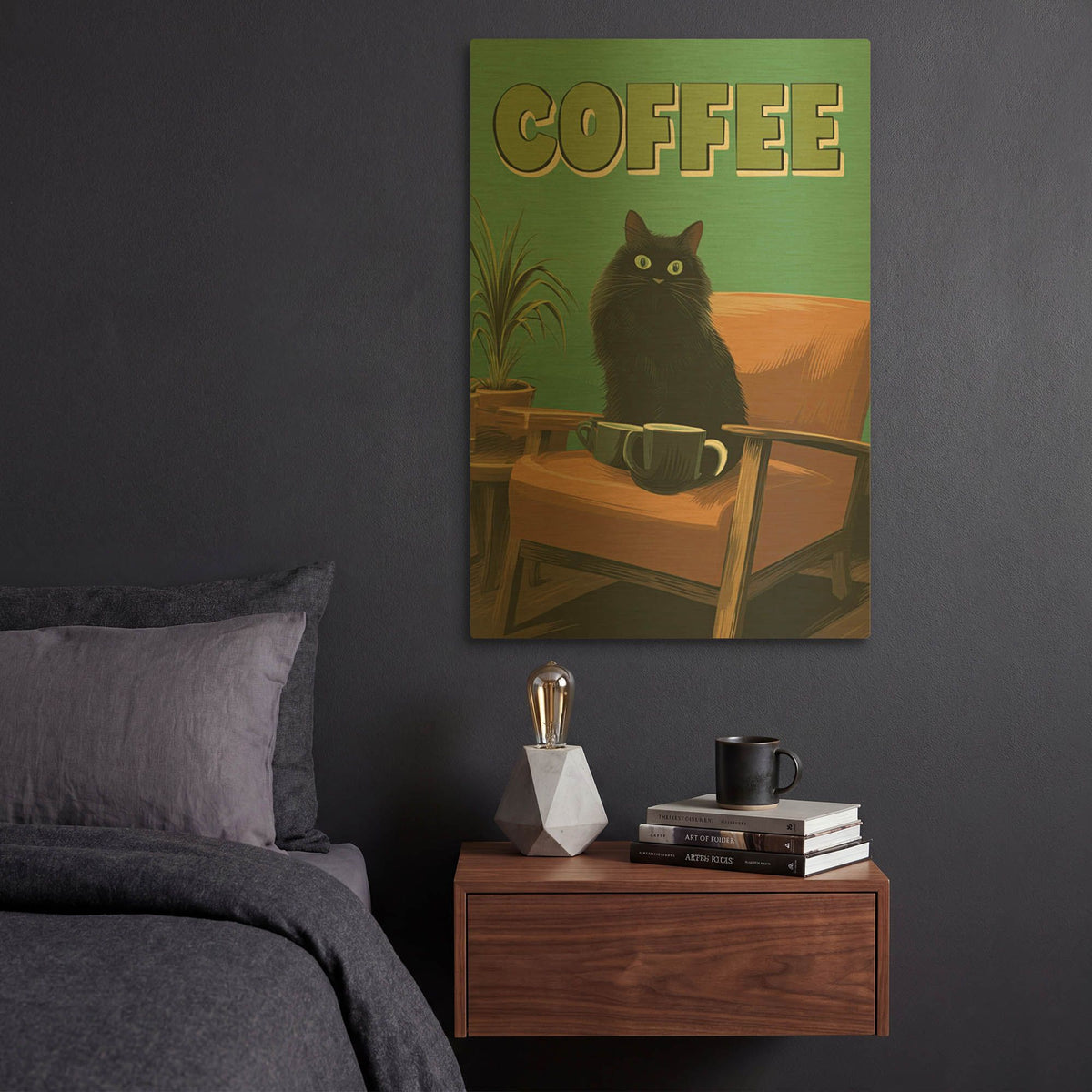 'Too Much Coffee' By Rich Monet Gold Metal Wall Art