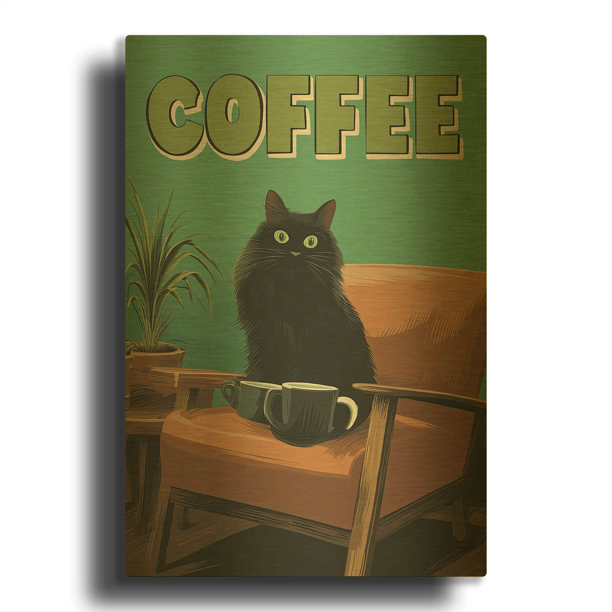'Too Much Coffee' By Rich Monet Gold Metal Wall Art