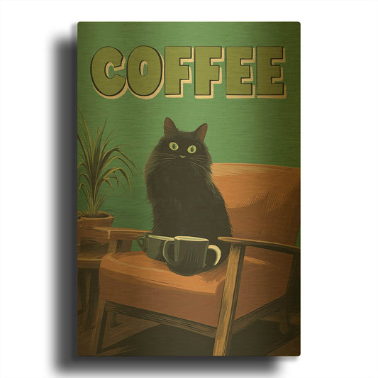 'Too Much Coffee' By Rich Monet Gold Metal Wall Art